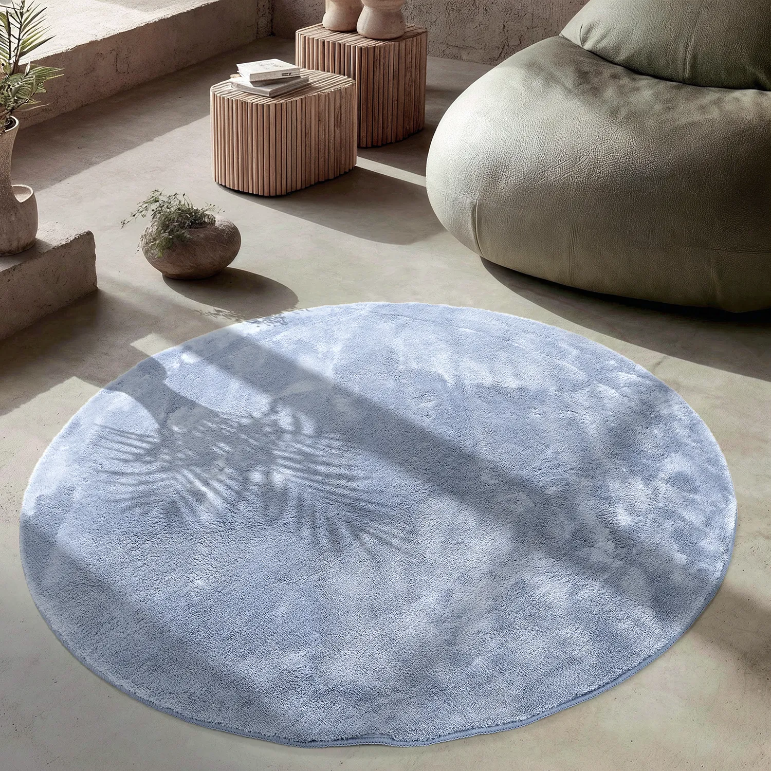 Ronde vloerkleden - Aranga Super Soft Fur (staalblauw)