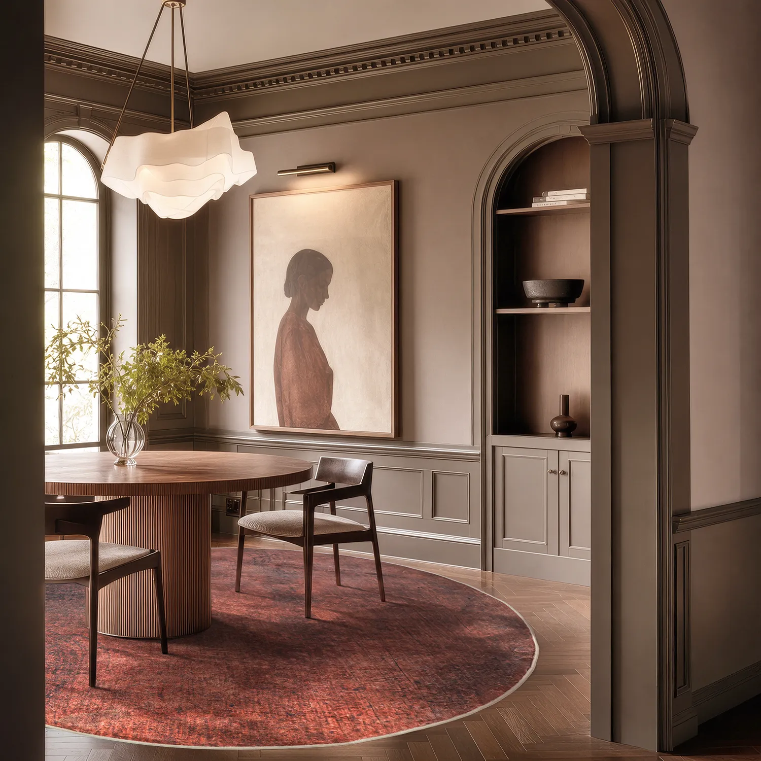 Rond vloerkleed - Bovera (bruin/rood)
