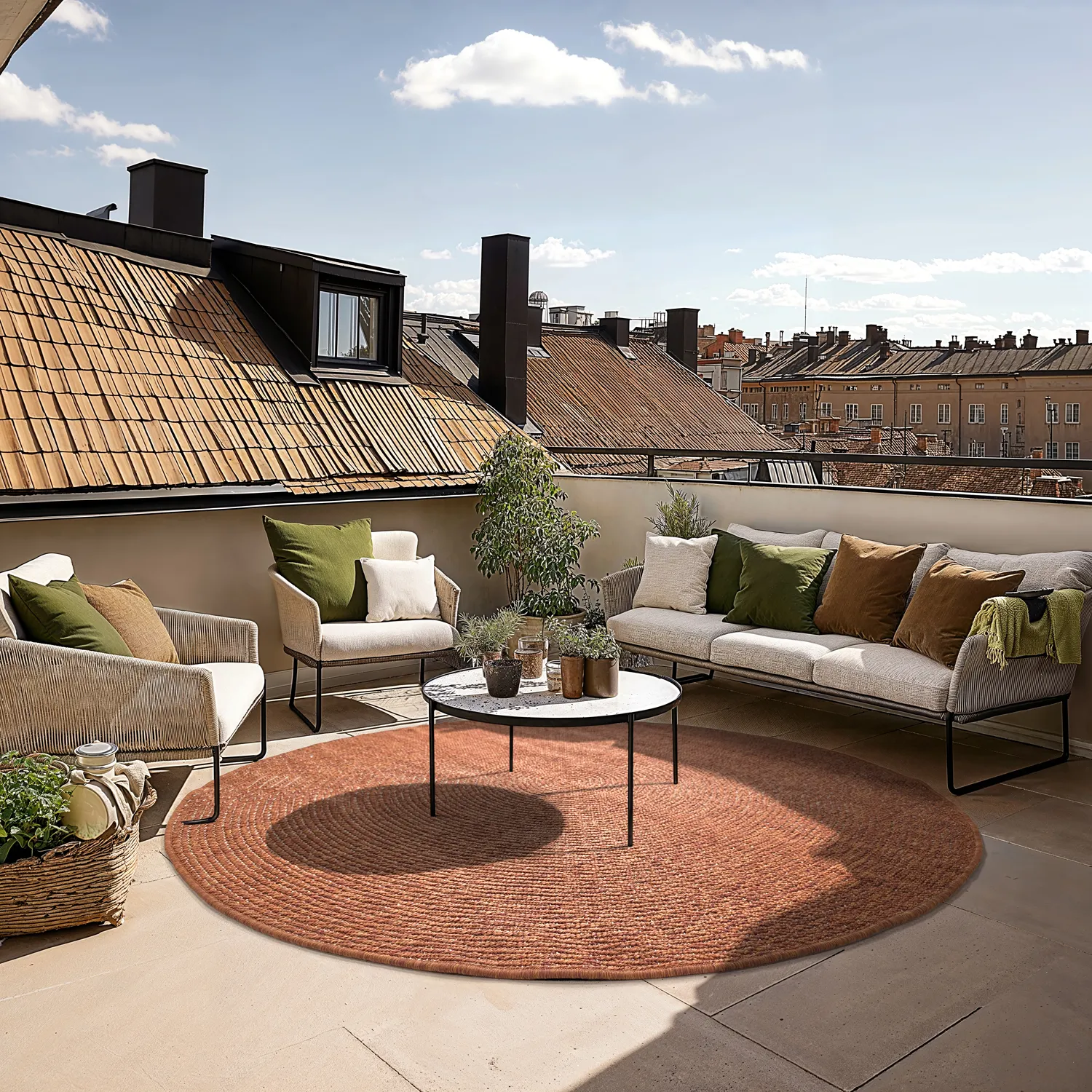 Rond vloerkleed - Indoor/Outdoor Arlo (oranje)