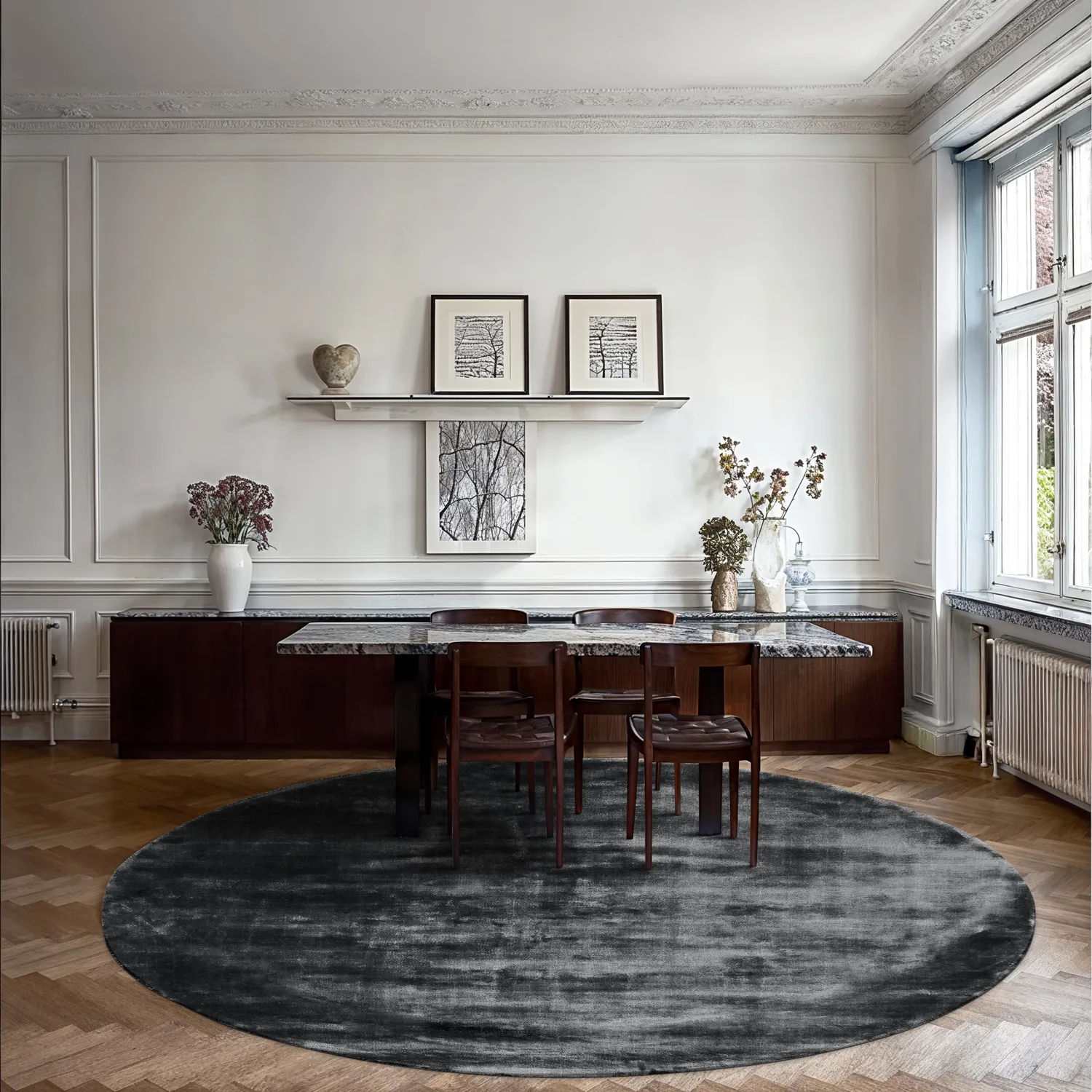 Rond vloerkleed - Jodhpur Special Luxury Edition (zwart)