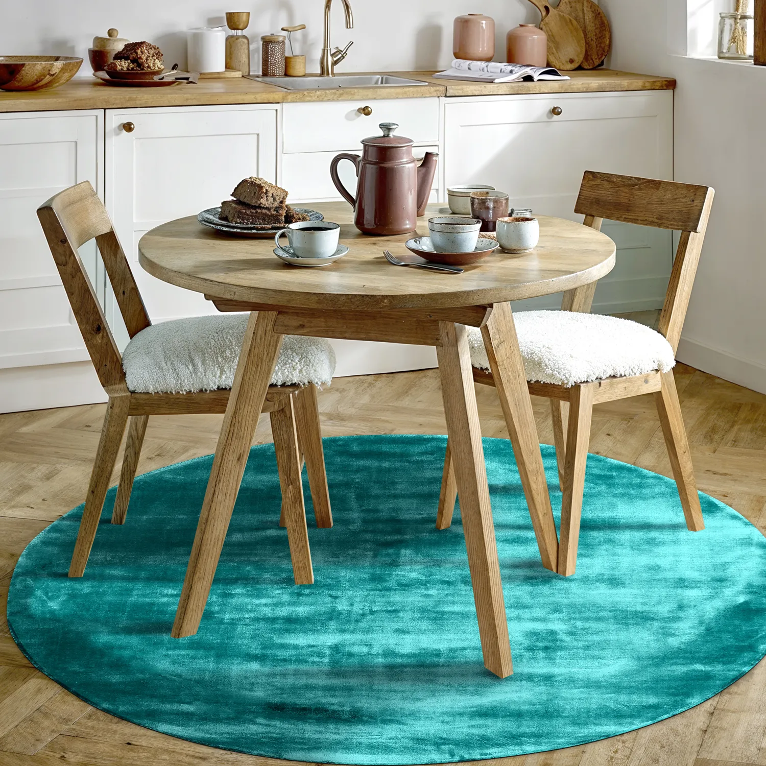 Rond vloerkleed - Jodhpur Special Luxury Edition (turkoois)