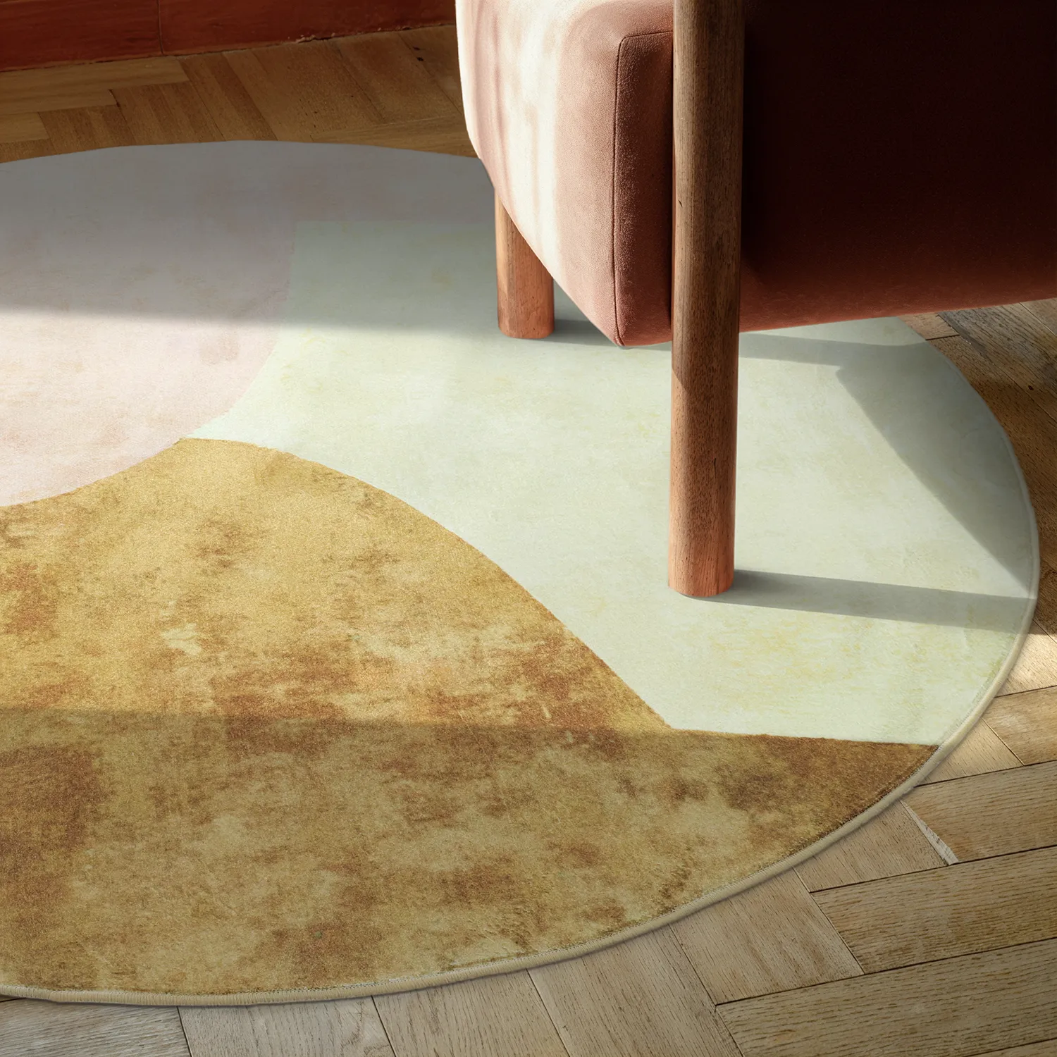 Rond vloerkleed - Lazio (beige/roze)