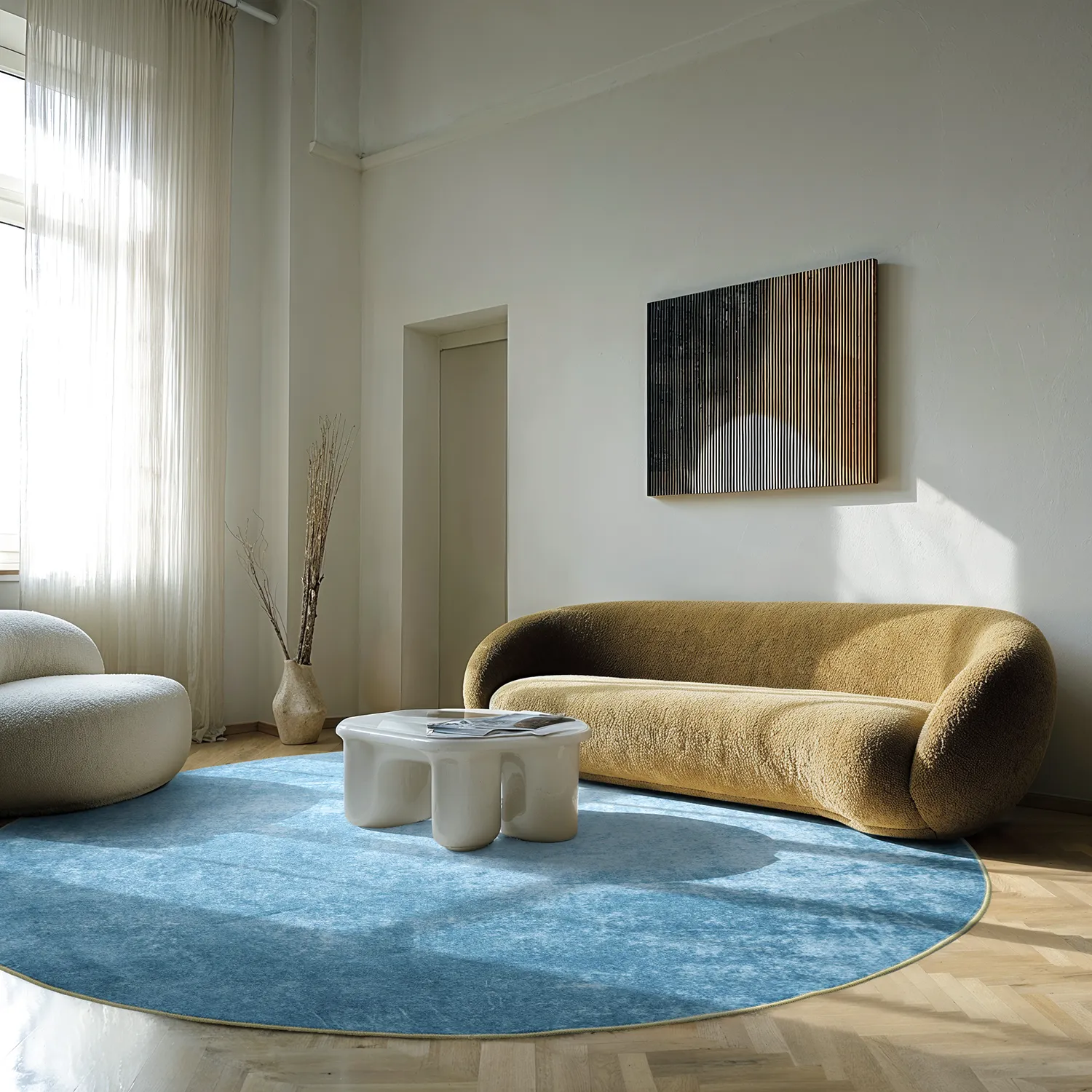 Rond vloerkleed - Lynton (blauw)