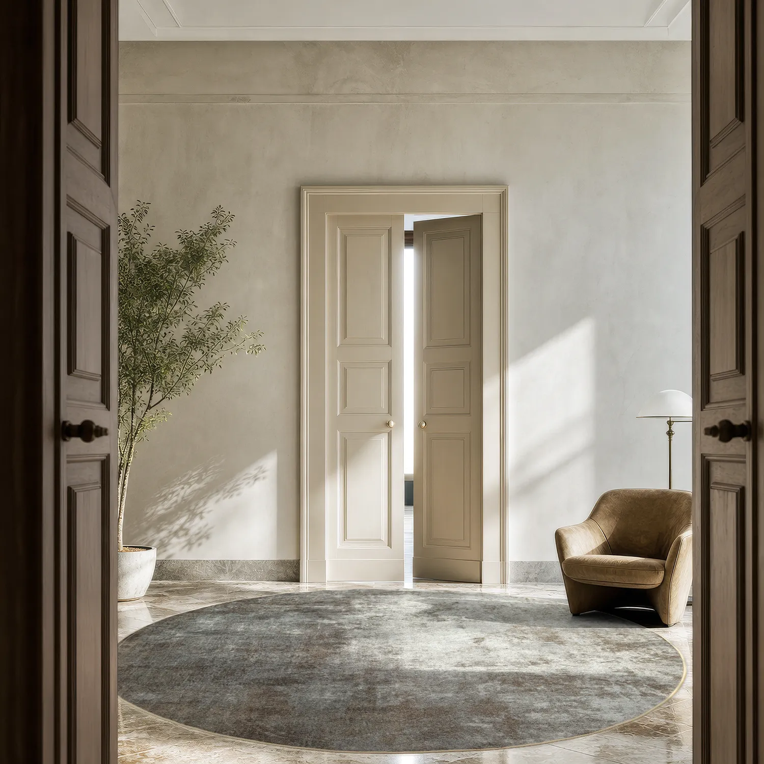 Rond vloerkleed - Lynton (bruin)
