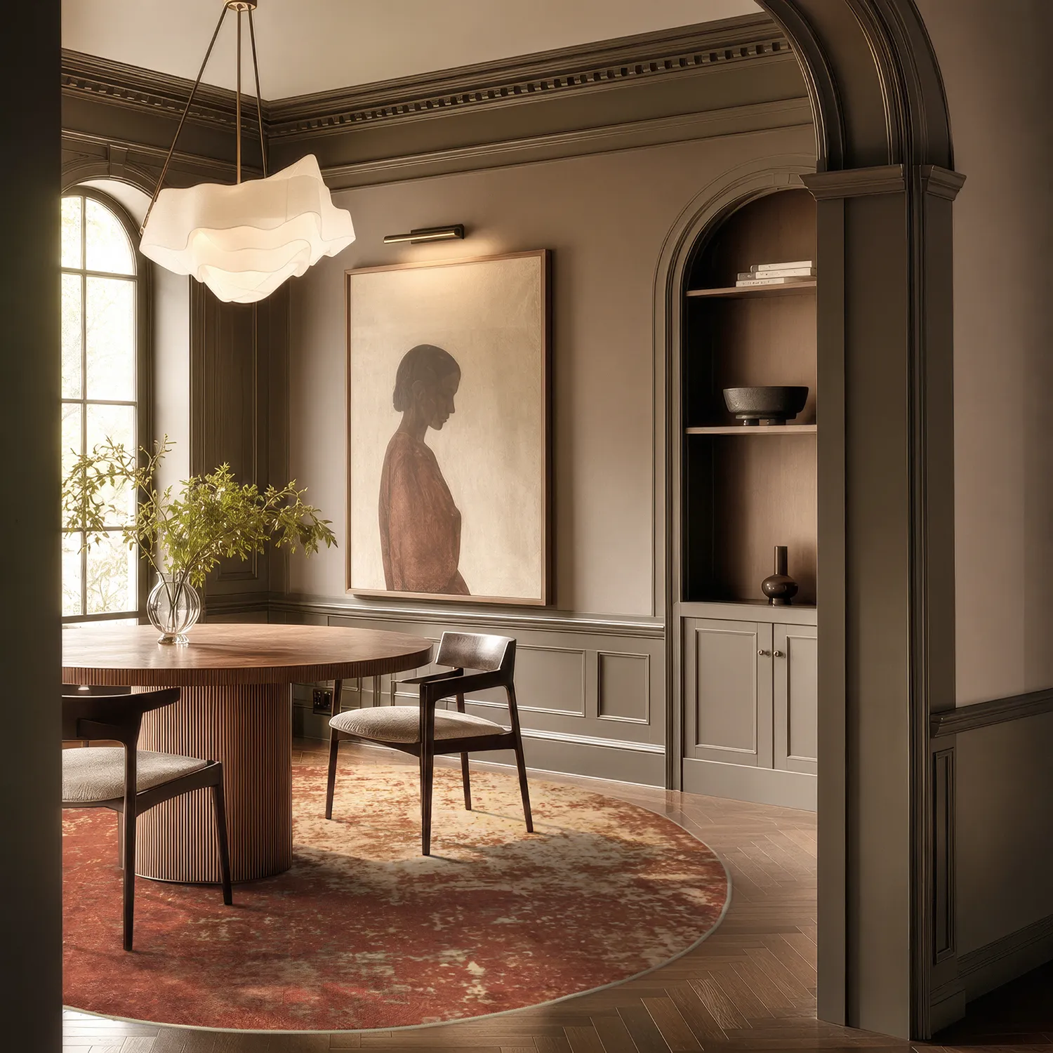 Rond vloerkleed - Lynton (terracotta)