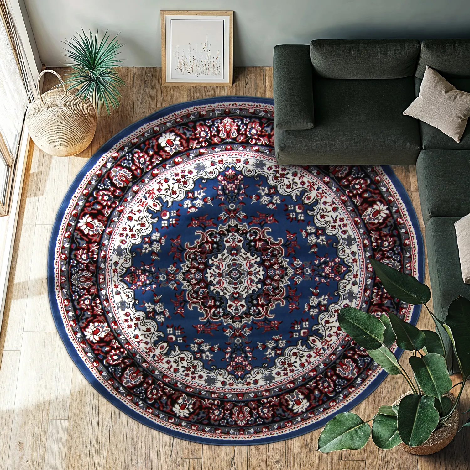 Rond vloerkleed - Peking (blauw)