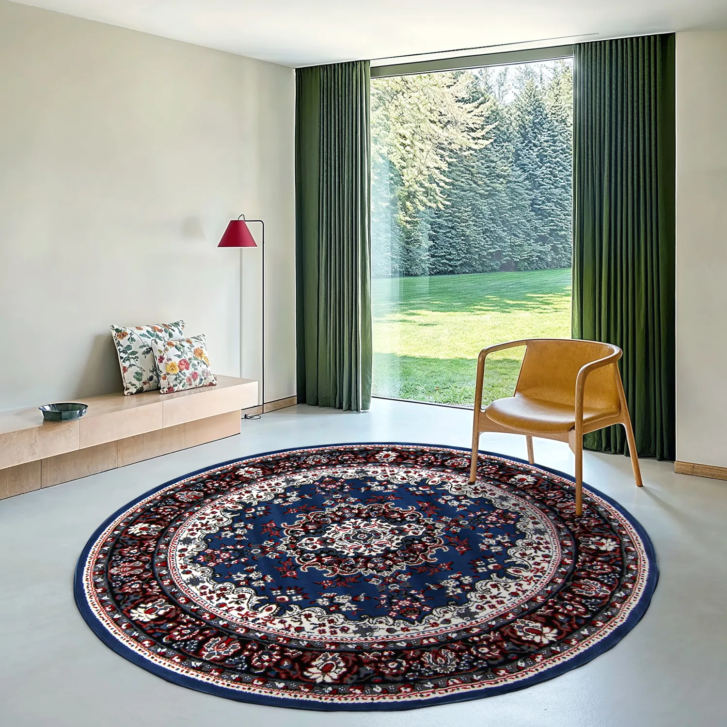 Rond vloerkleed - Peking (blauw)