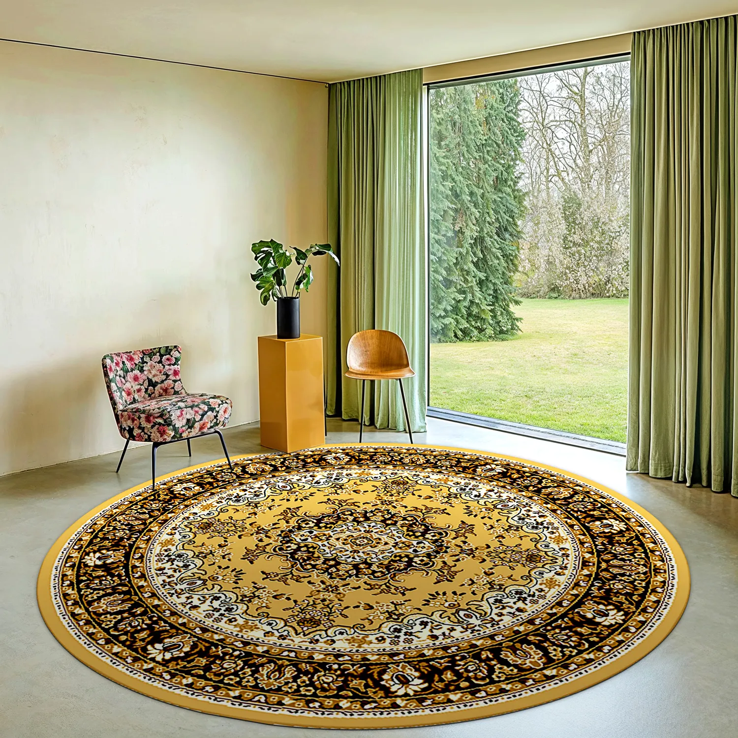 Rond vloerkleed - Peking (goud)