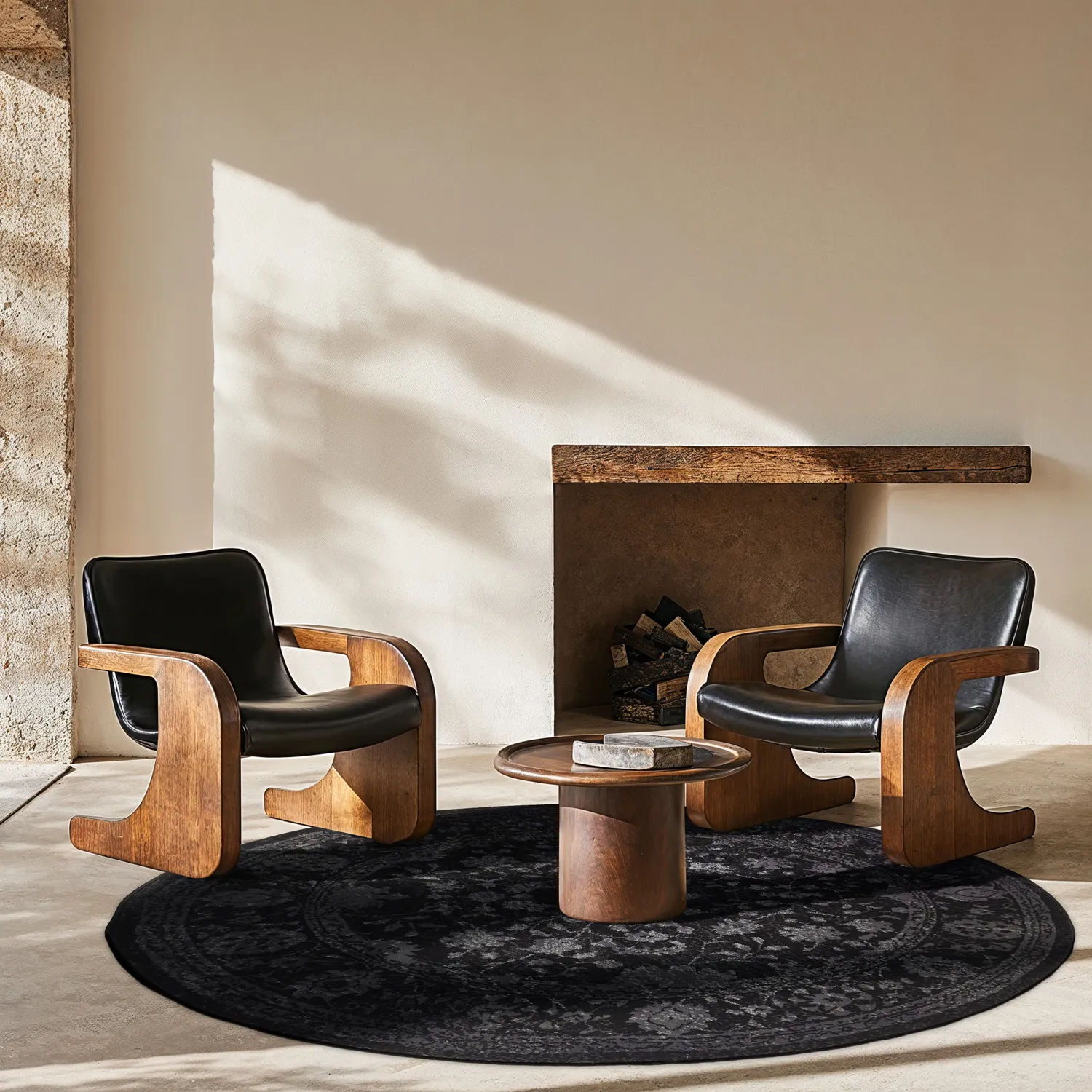 Rond vloerkleed - Peking Majestic (zwart)