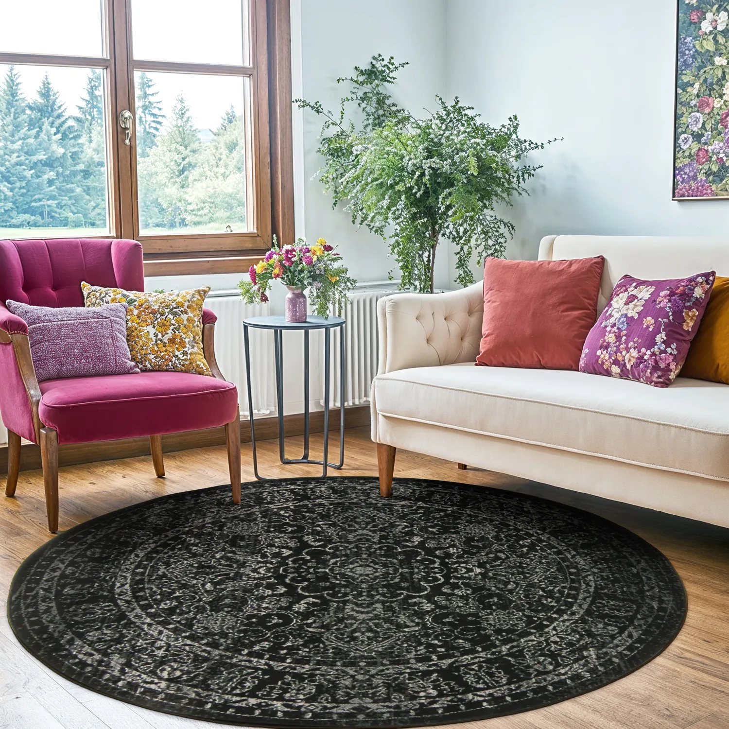 Rond vloerkleed - Peking Noble (zwart)