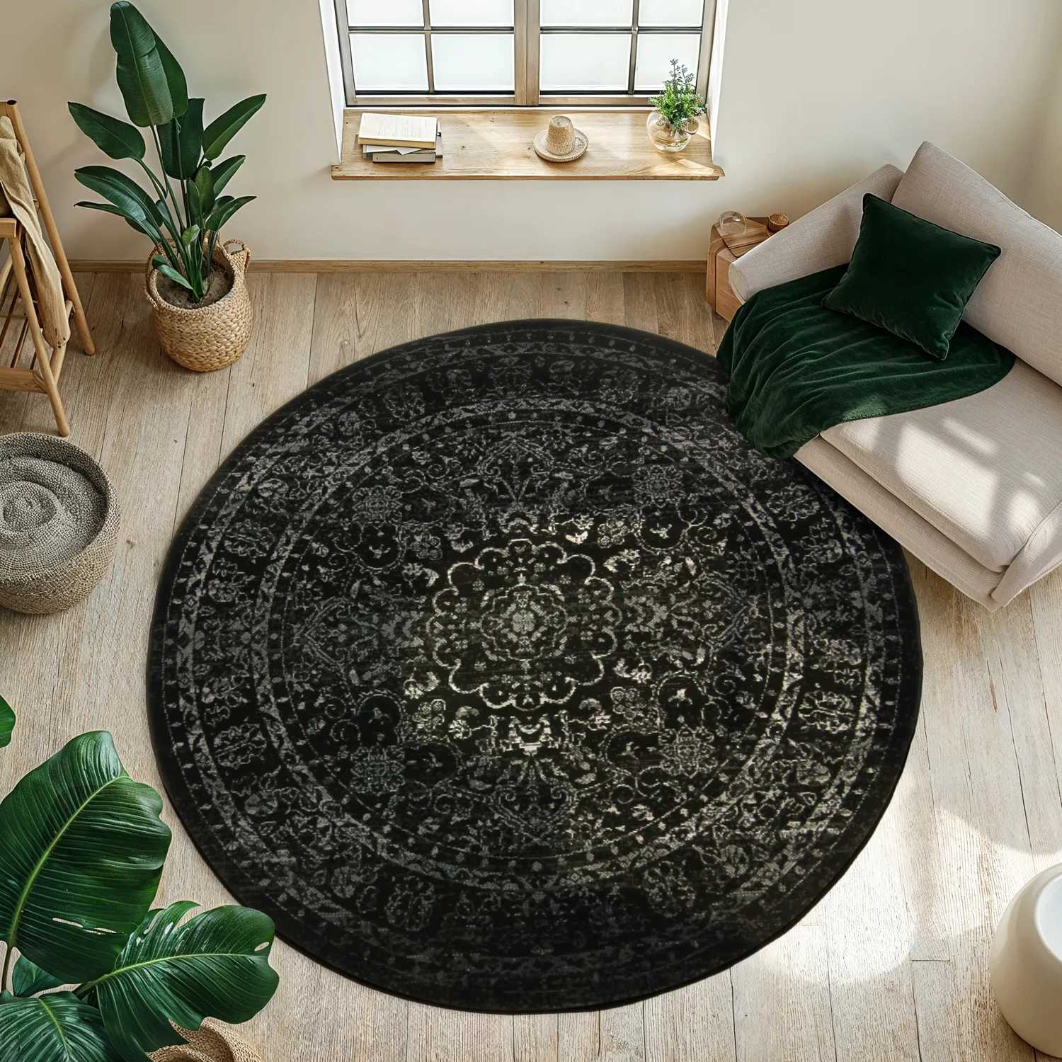 Rond vloerkleed - Peking Noble (zwart)