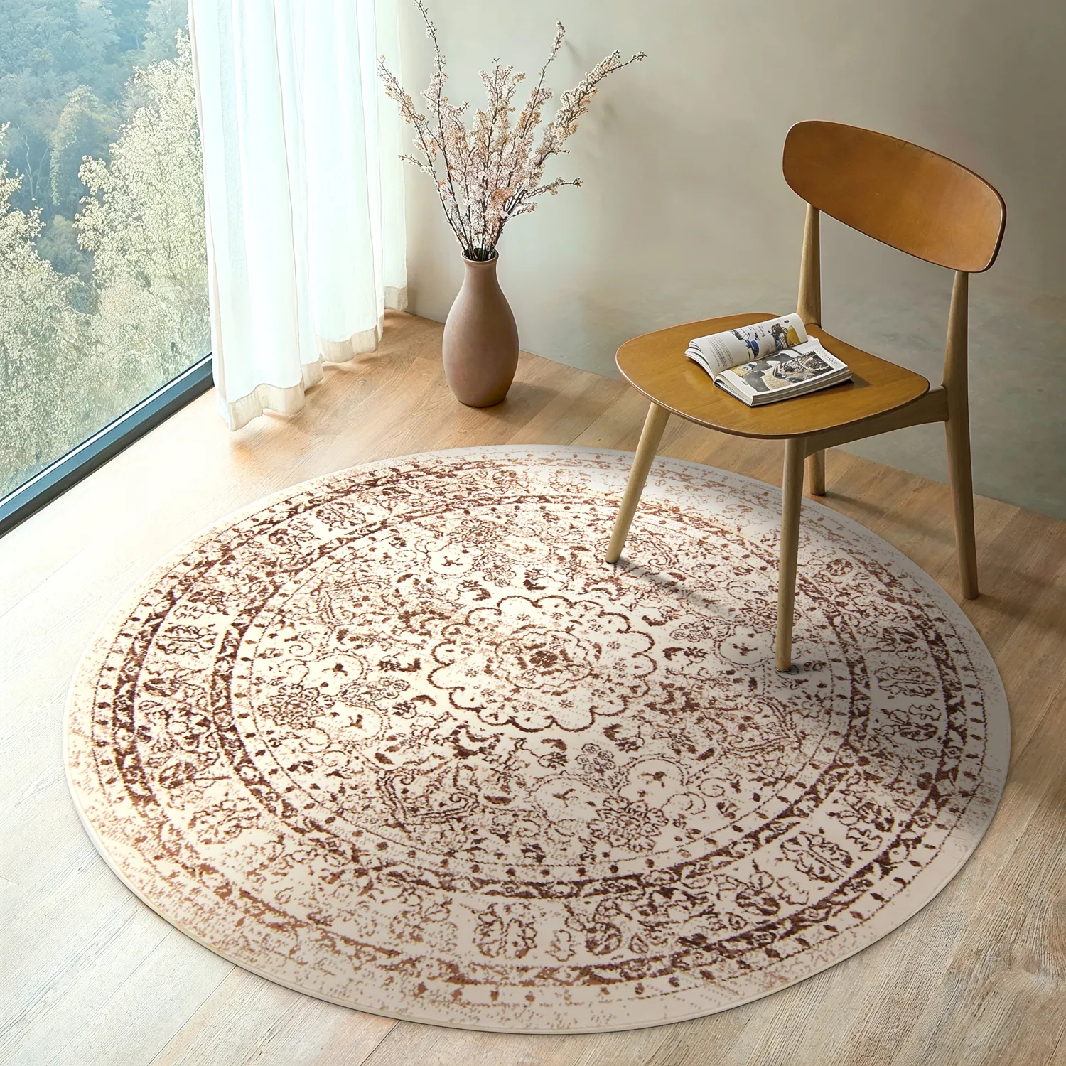 Rond vloerkleed - Peking Noble (wit)
