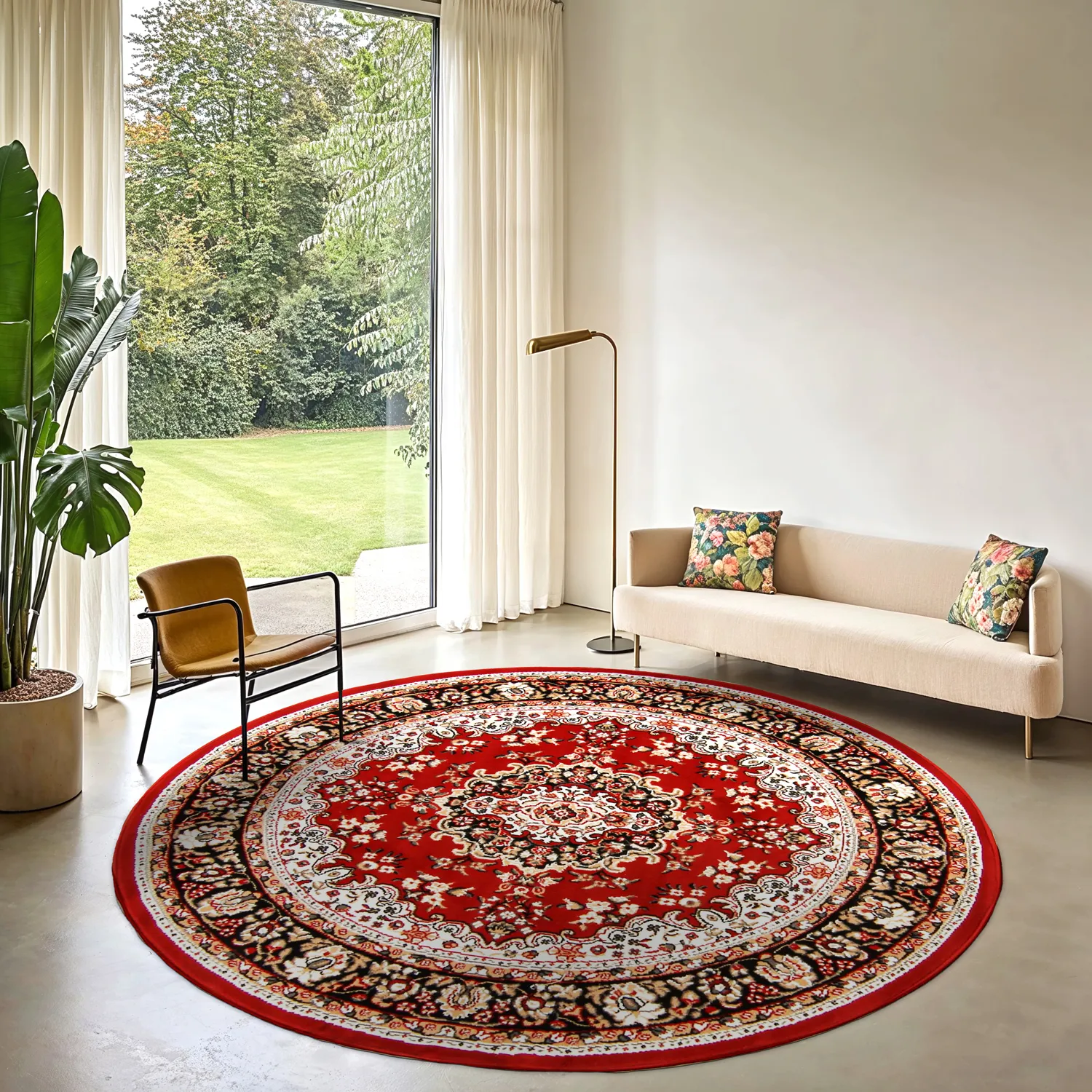 Rond vloerkleed - Peking (rood)