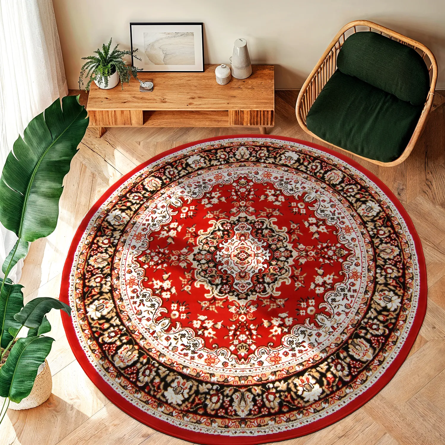 Rond vloerkleed - Peking (rood)