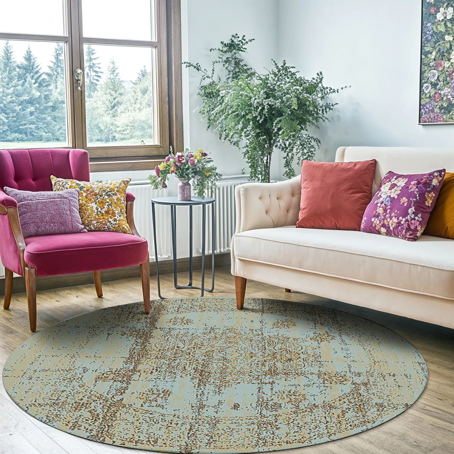 Rond vloerkleed - Peking Royal (turkoois)