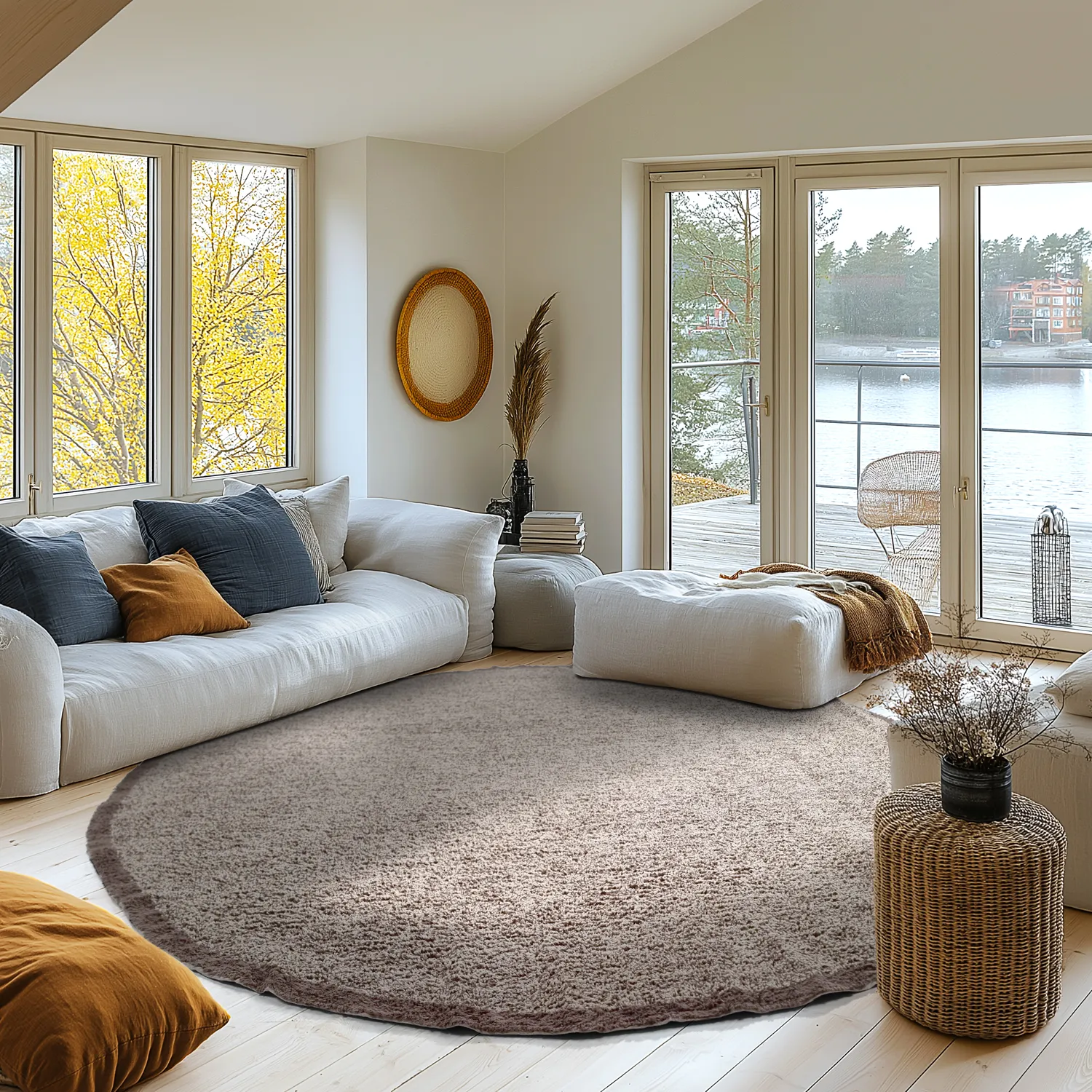 Rond vloerkleed - Celina Natural Cotton Shaggy (beige/bruin)