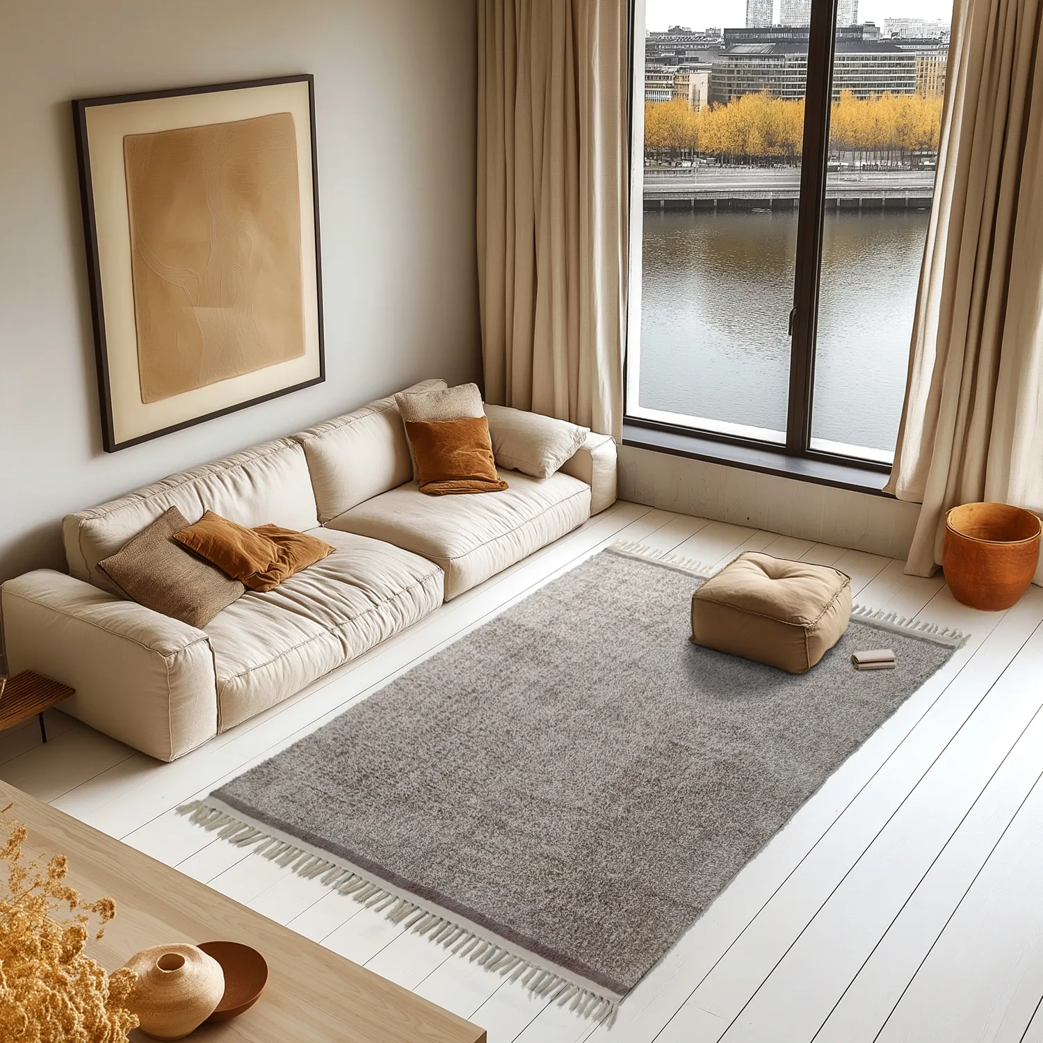 Hoogpolig vloerkleed - Celina Natural Cotton Shaggy (beige/bruin)