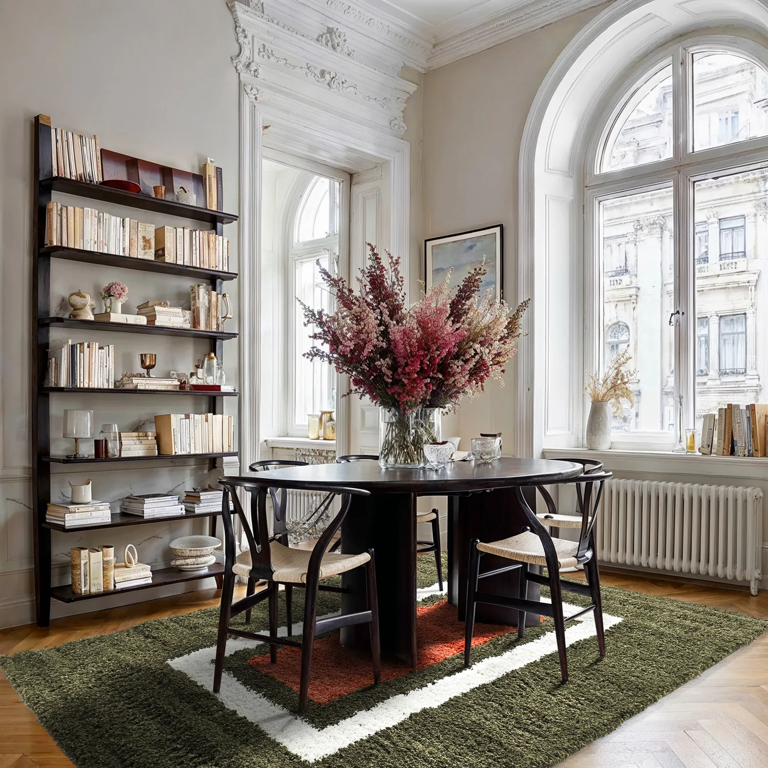 Hoogpolig vloerkleed - Alsace (groen/wit/oranje)