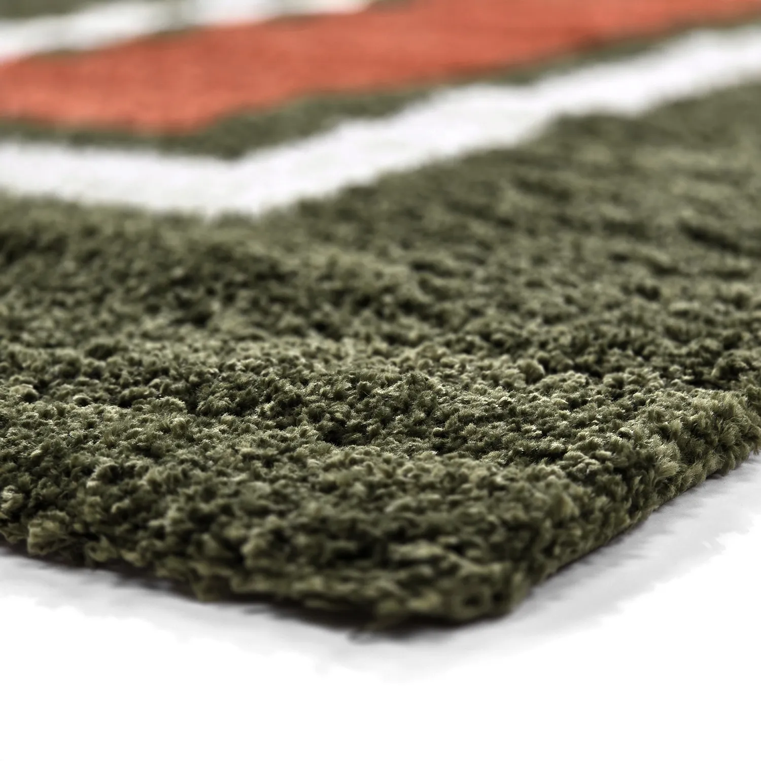 Hoogpolig vloerkleed - Alsace (groen/wit/oranje)