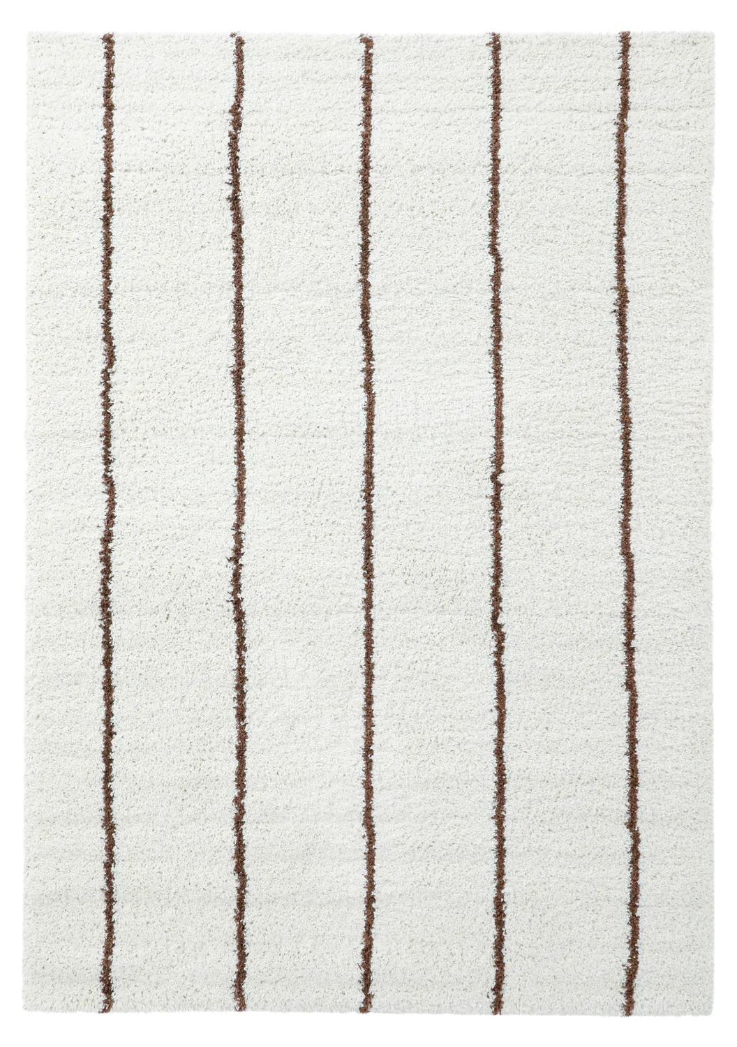 Hoogpolig vloerkleed - Eze (wit/bruin)