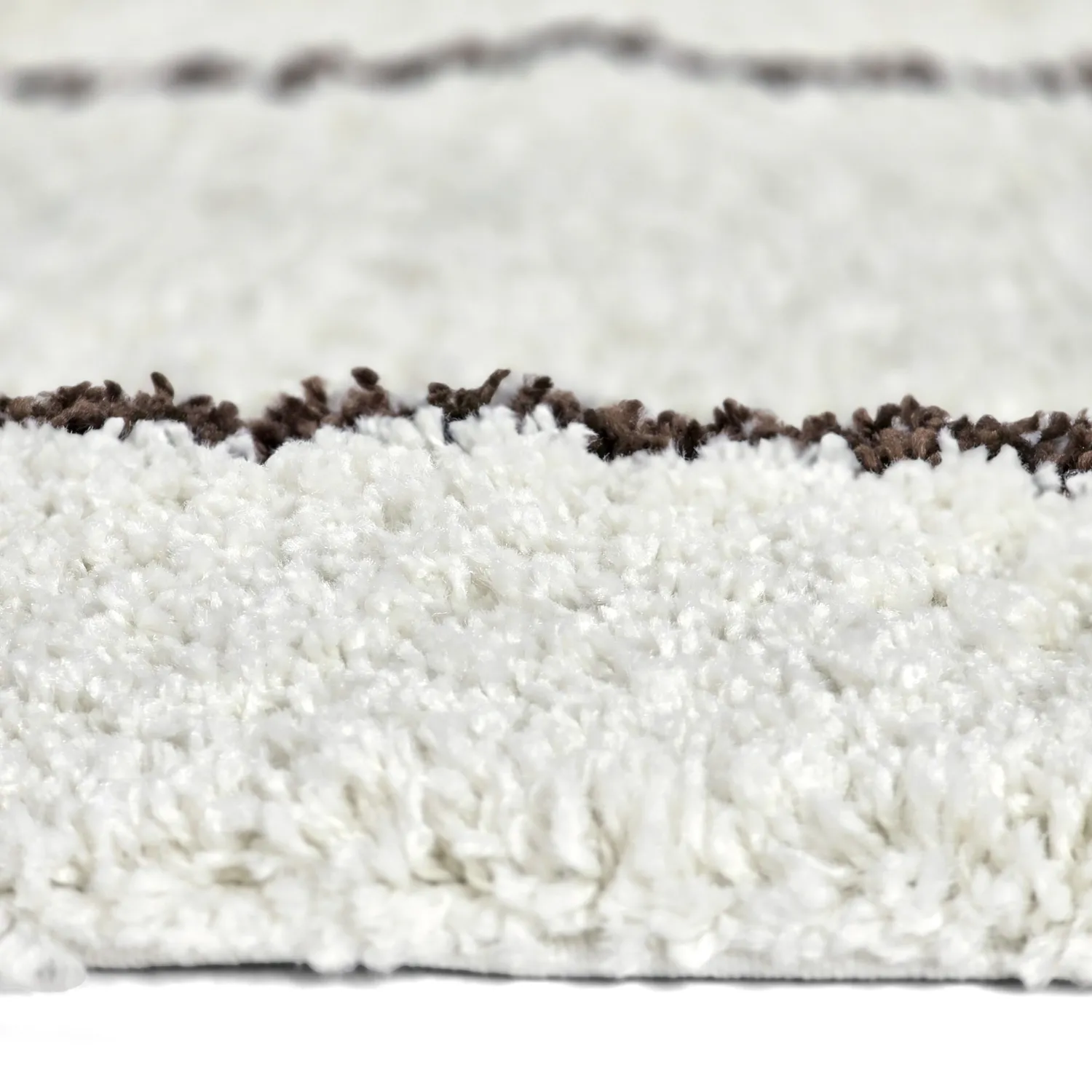 Hoogpolig vloerkleed - Eze (wit/bruin)