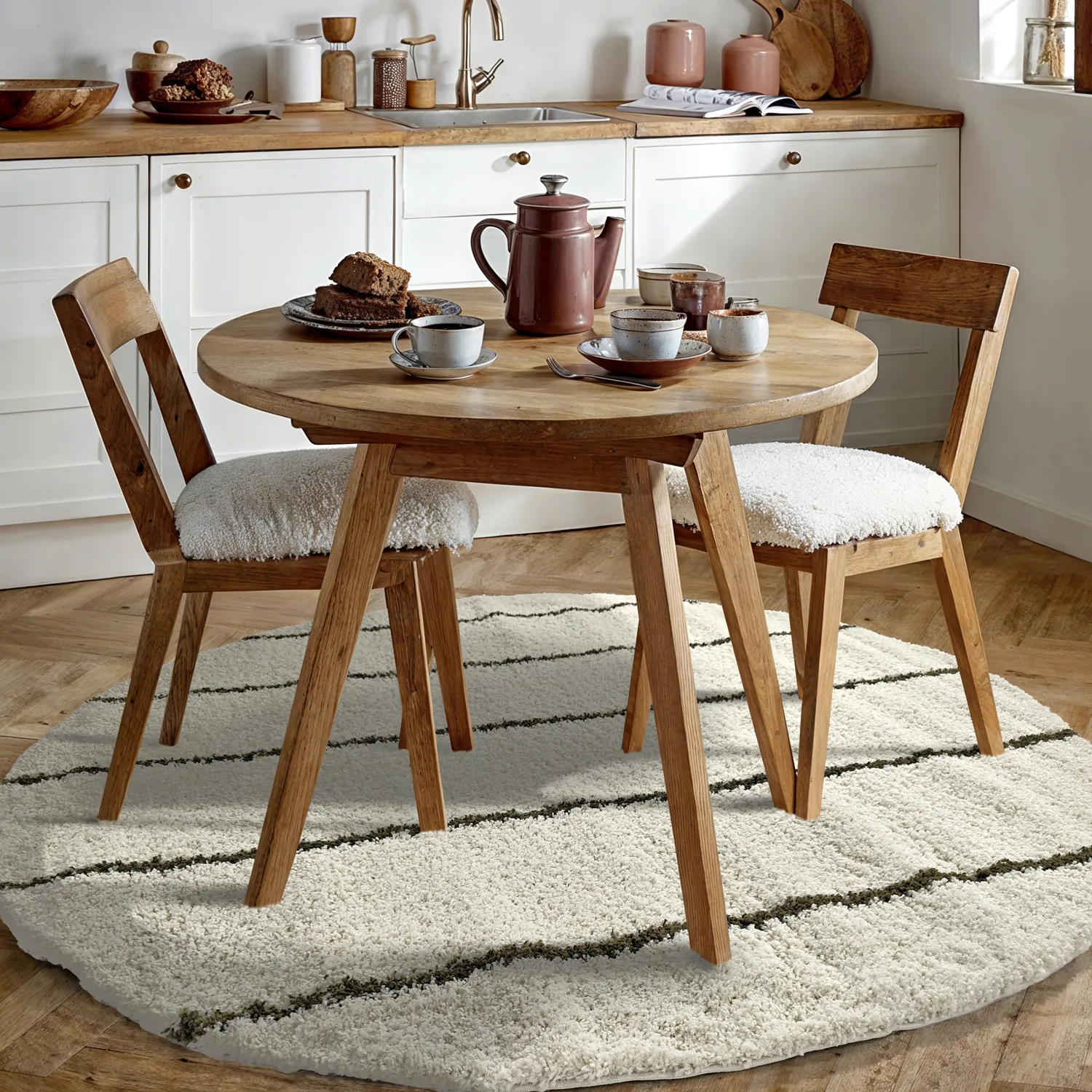 Ronde vloerkleden - Eze (wit/groen)