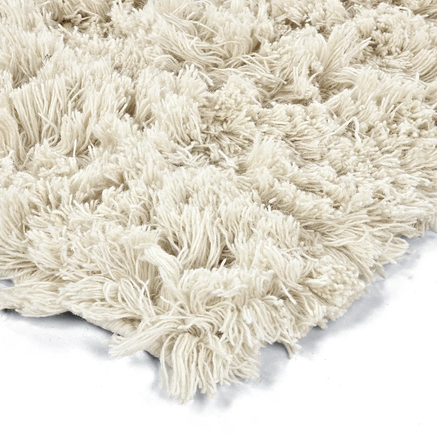 Hoogpolig vloerkleed - Fassale Hand Woven Wool Shaggy (wit)
