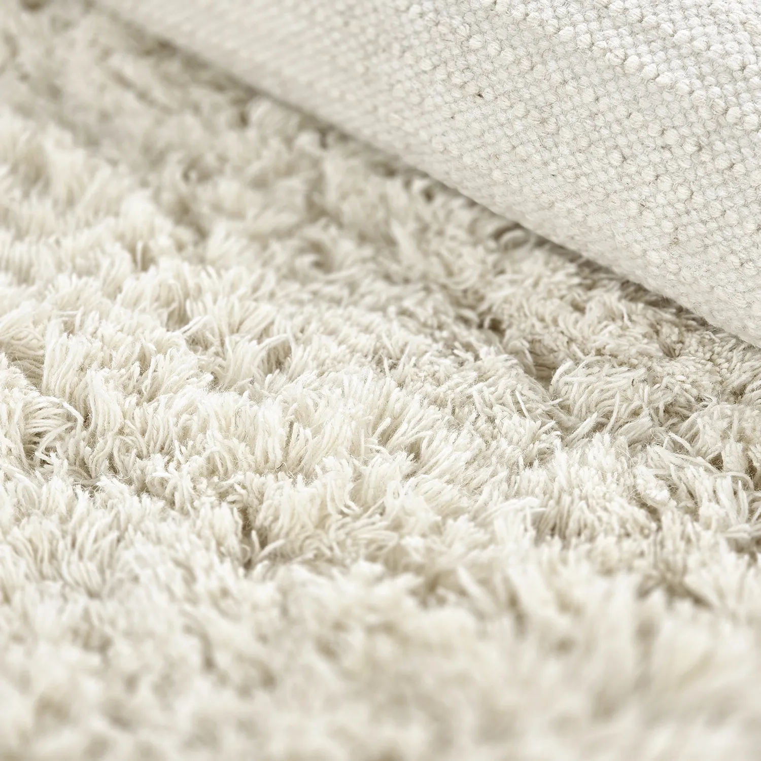 Hoogpolig vloerkleed - Fassale Hand Woven Wool Shaggy (wit)