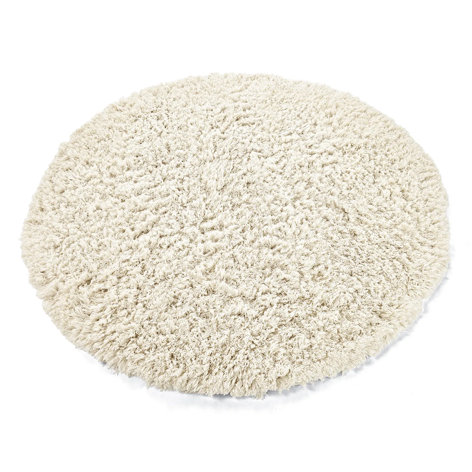 Rond vloerkleed - Fassale Hand Woven Wool Shaggy (wit)