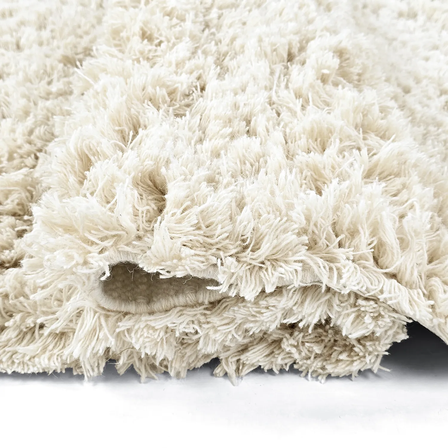 Rond vloerkleed - Fassale Hand Woven Wool Shaggy (wit)