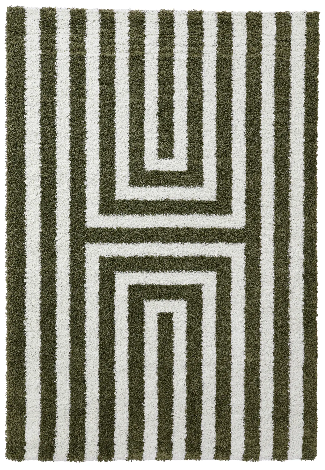 Hoogpolig vloerkleed - Imilchil (wit/groen)