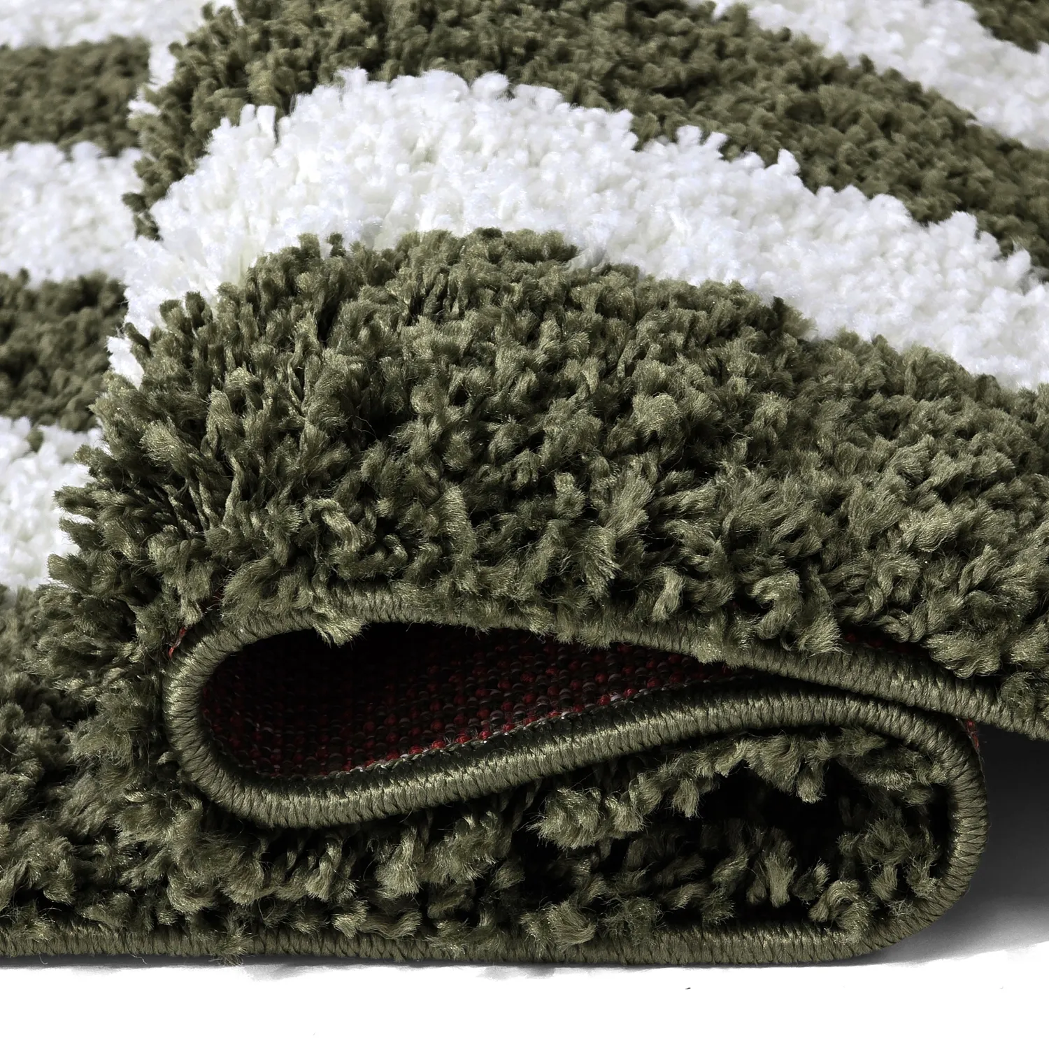 Hoogpolig vloerkleed - Imilchil (wit/groen)