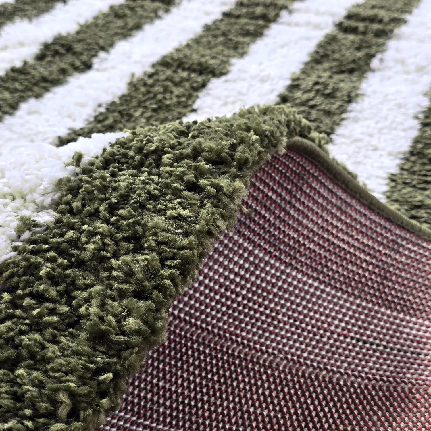 Hoogpolig vloerkleed - Imilchil (wit/groen)