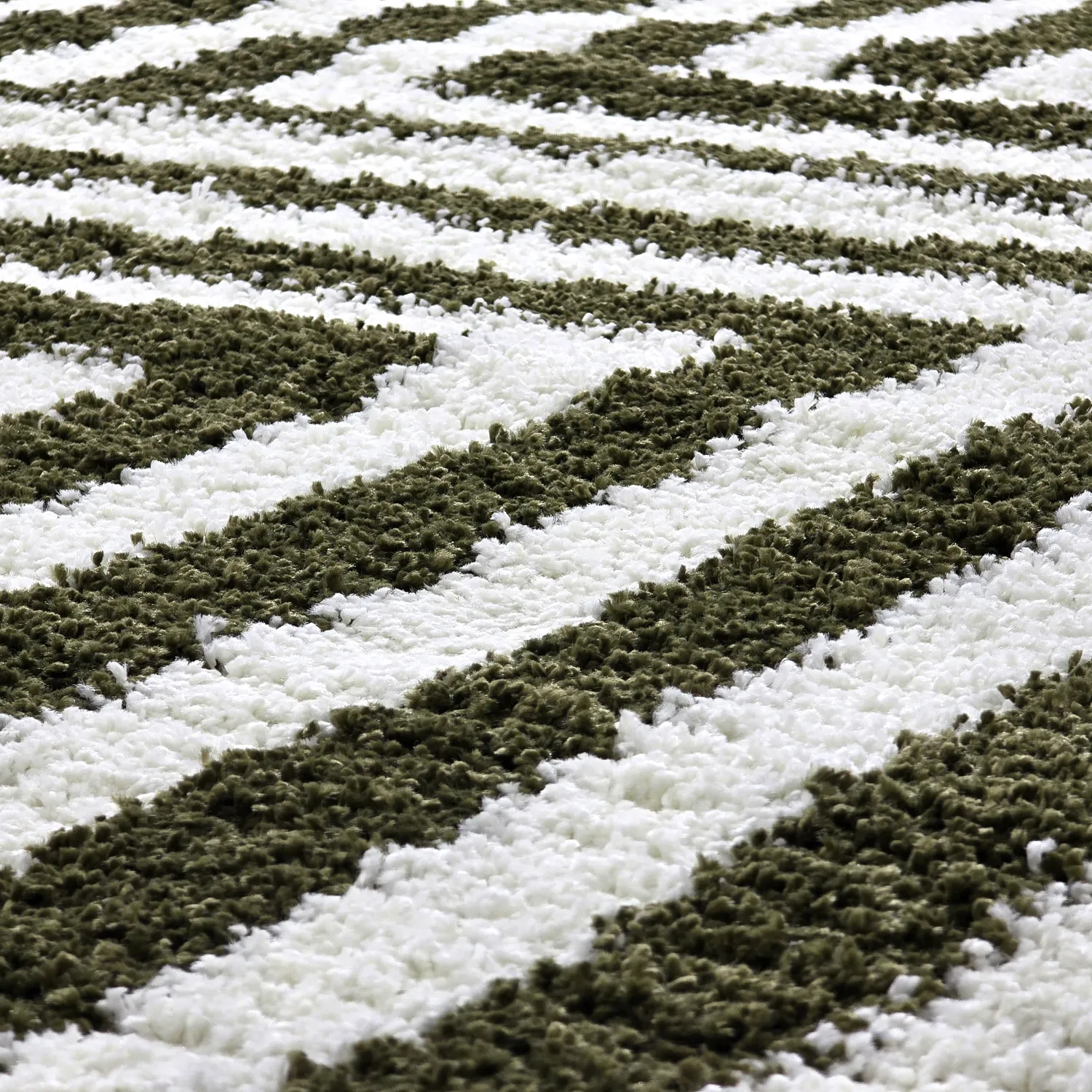 Hoogpolig vloerkleed - Imilchil (wit/groen)