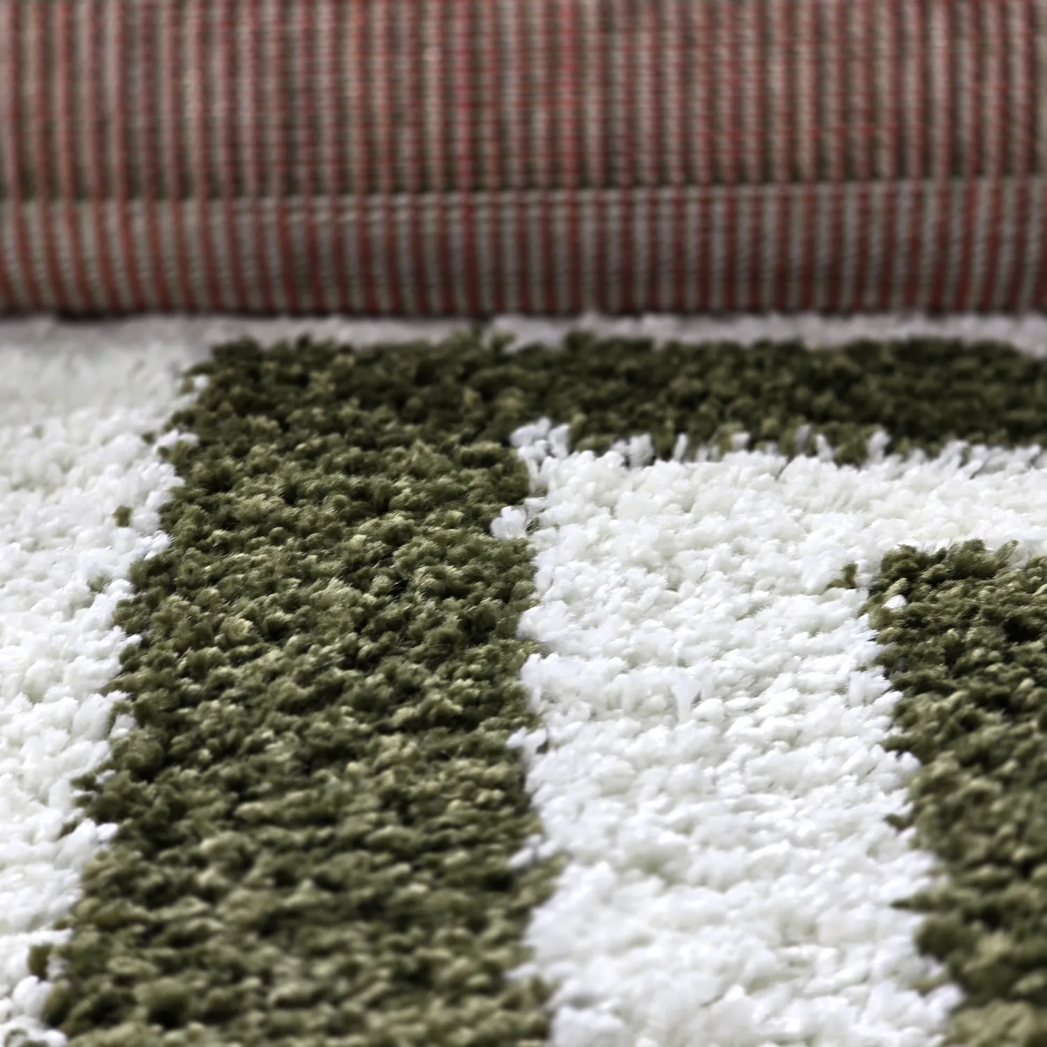 Hoogpolig vloerkleed - Imilchil (wit/groen)
