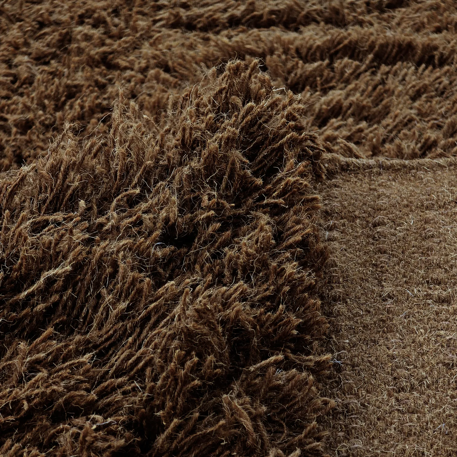 Hoogpolig vloerkleed - Melilla Hand Woven Wool Shaggy (bruin)