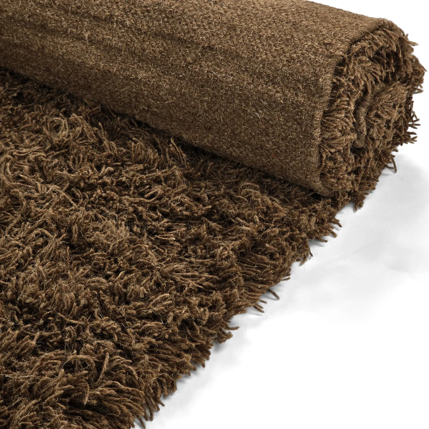 Hoogpolig vloerkleed - Melilla Hand Woven Wool Shaggy (bruin)