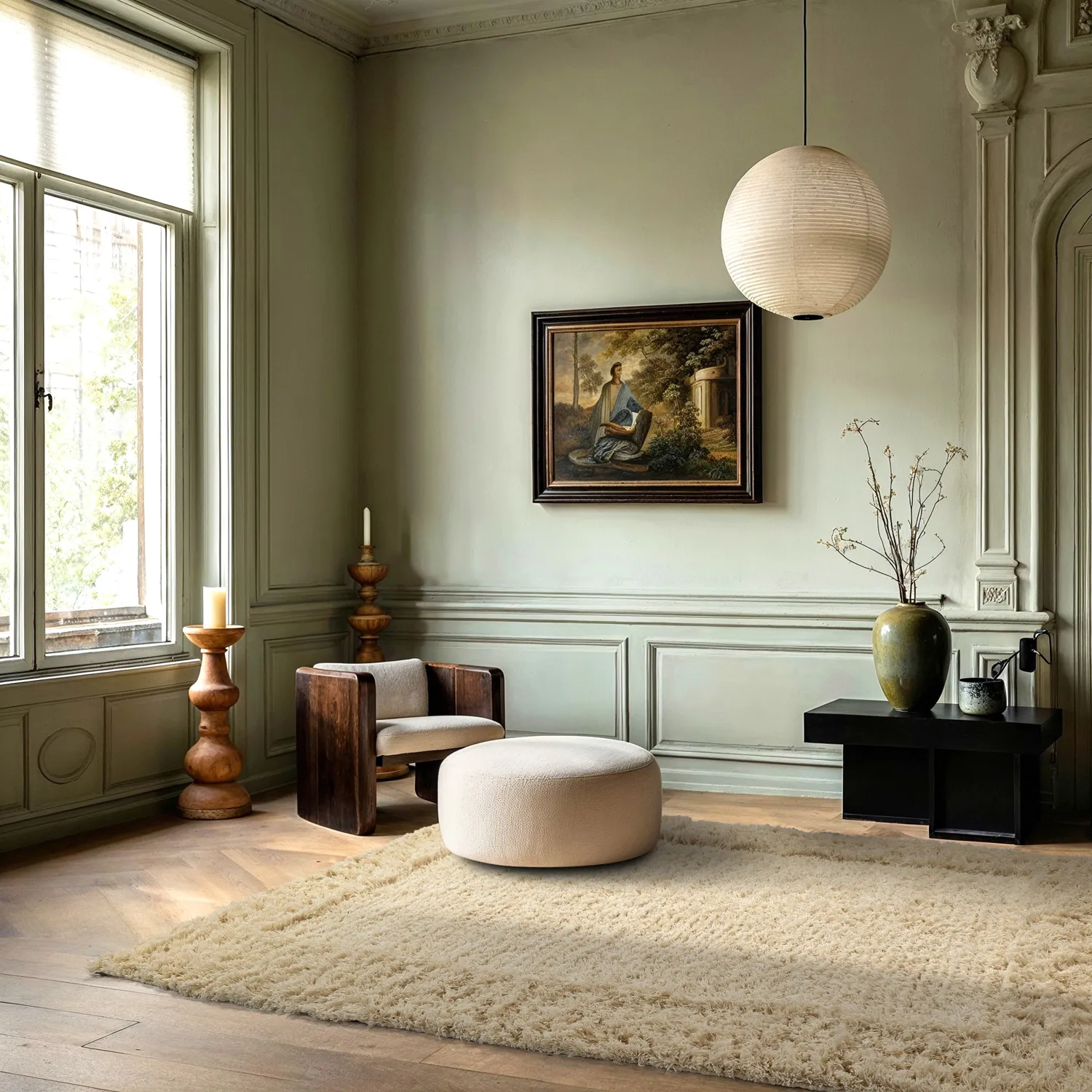 Hoogpolig vloerkleed - Melilla Hand Woven Wool Shaggy (natuur)