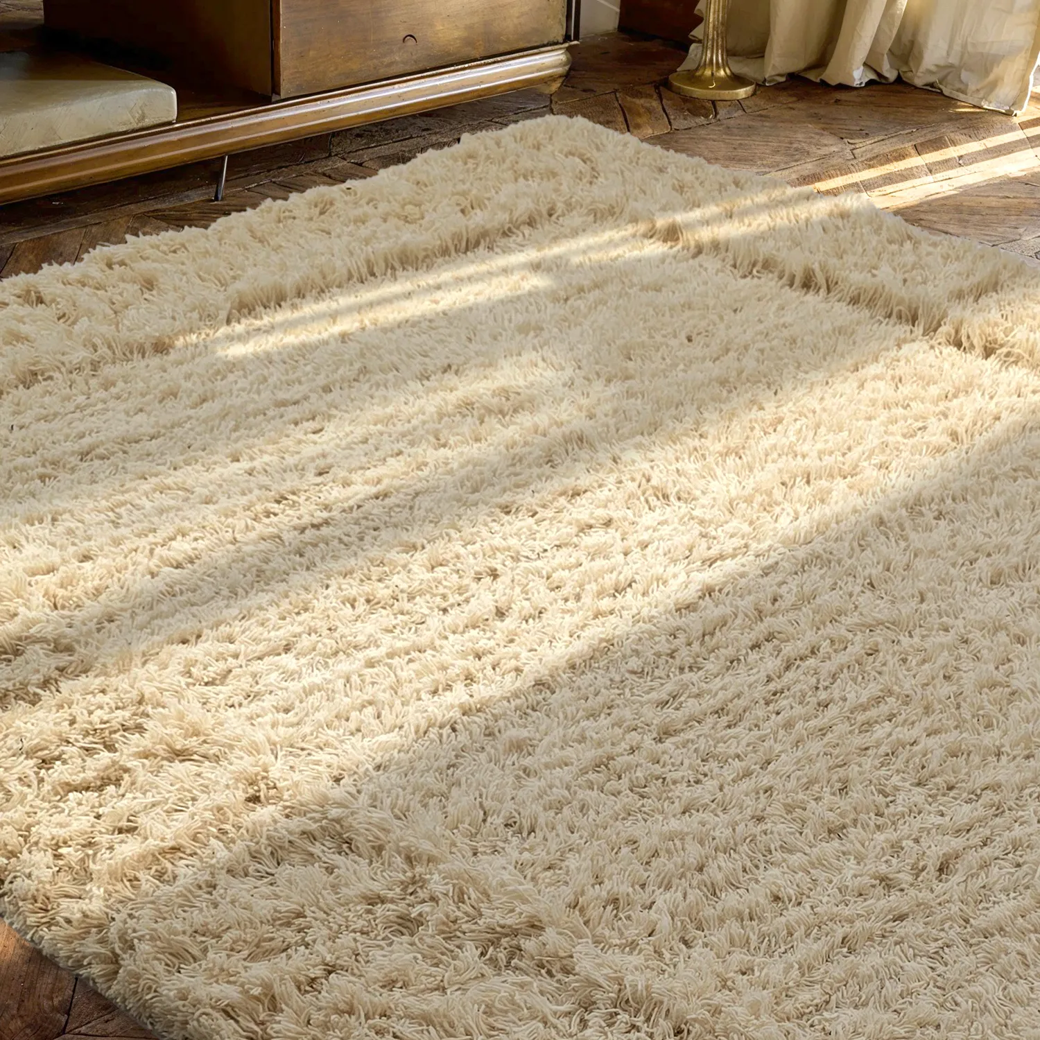 Hoogpolig vloerkleed - Melilla Hand Woven Wool Shaggy (natuur)