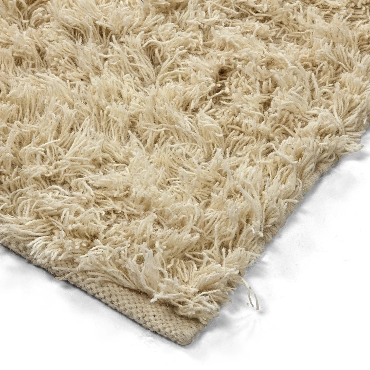 Hoogpolig vloerkleed - Melilla Hand Woven Wool Shaggy (natuur)