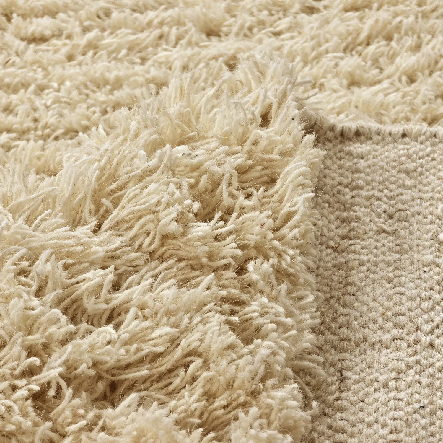 Hoogpolig vloerkleed - Melilla Hand Woven Wool Shaggy (natuur)