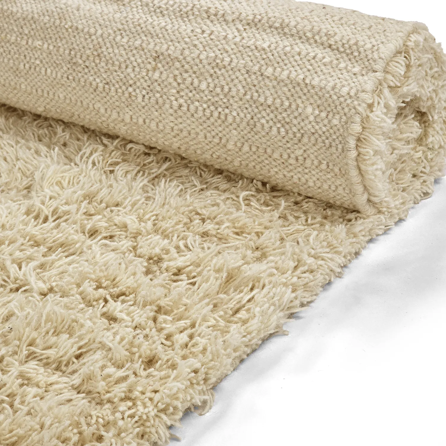 Hoogpolig vloerkleed - Melilla Hand Woven Wool Shaggy (natuur)