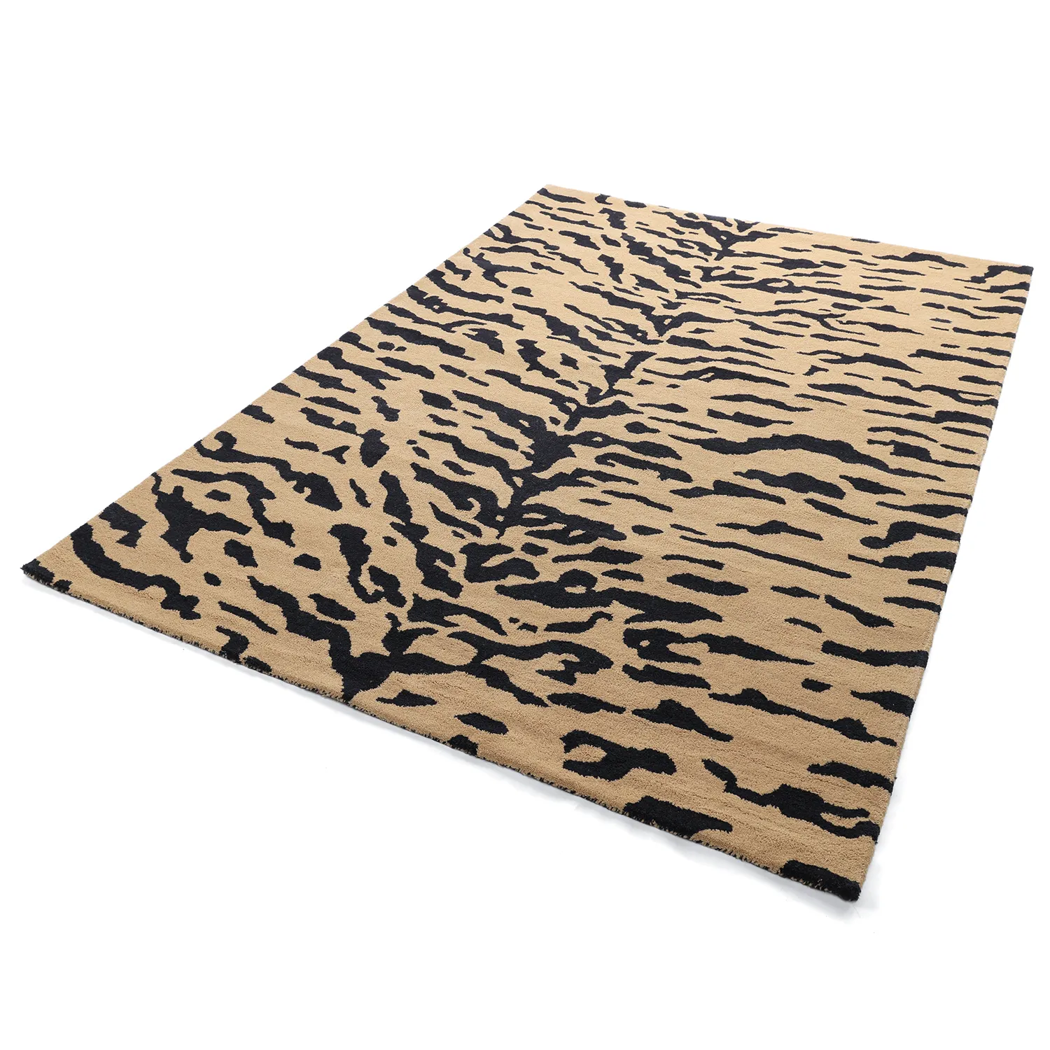 Hoogpolig vloerkleed - Zebra Tufted Wool Premium (beige/zwart)