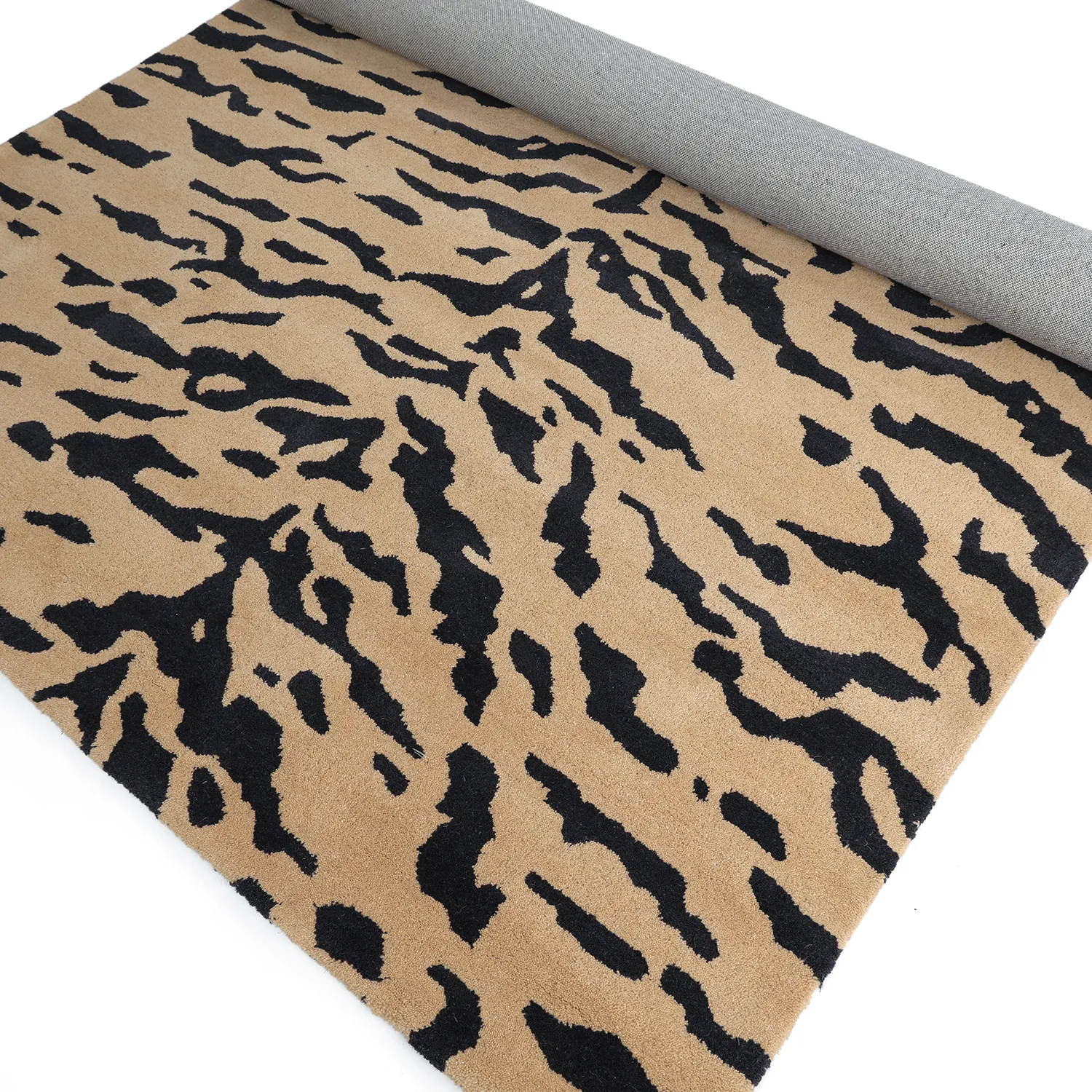Hoogpolig vloerkleed - Zebra Tufted Wool Premium (beige/zwart)
