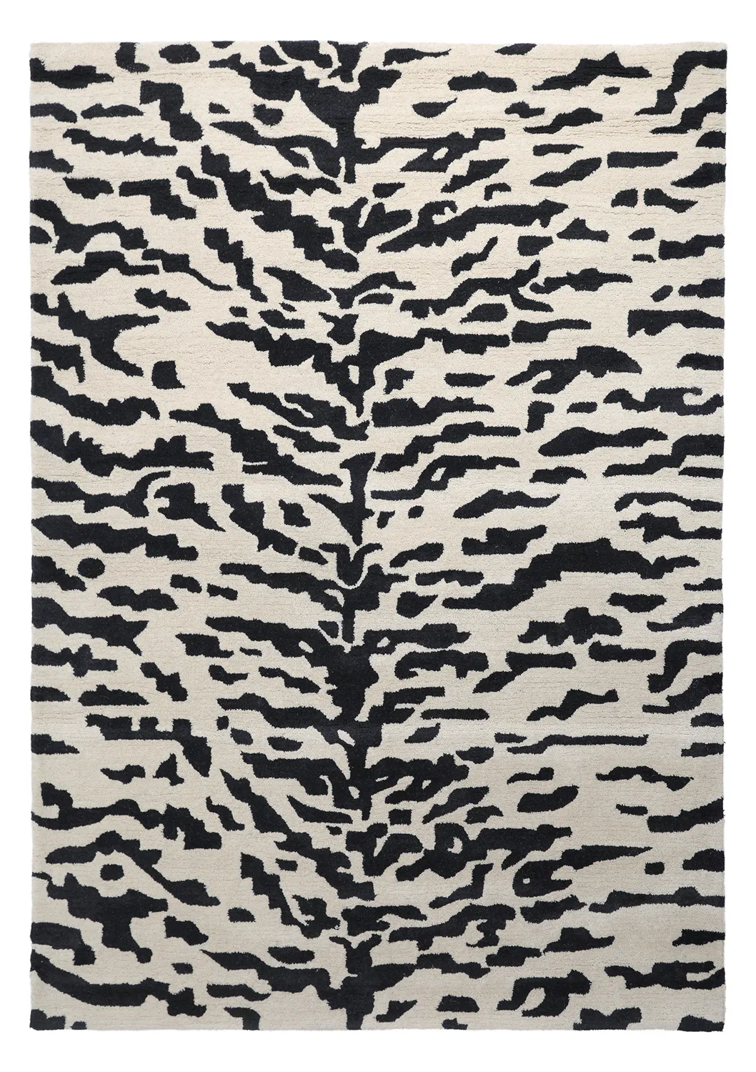 Hoogpolig vloerkleed - Zebra Tufted Wool Premium (wit/zwart)
