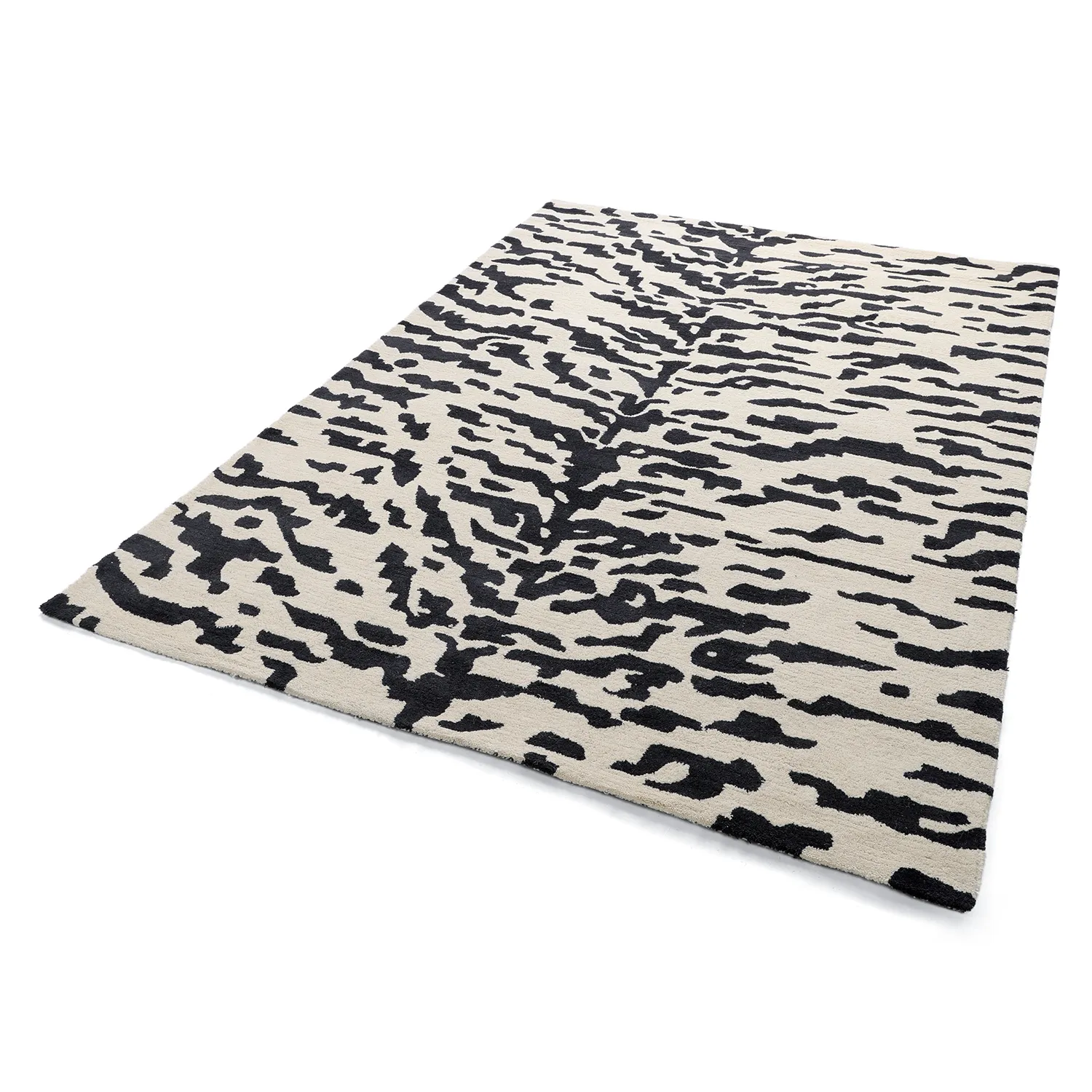 Hoogpolig vloerkleed - Zebra Tufted Wool Premium (wit/zwart)