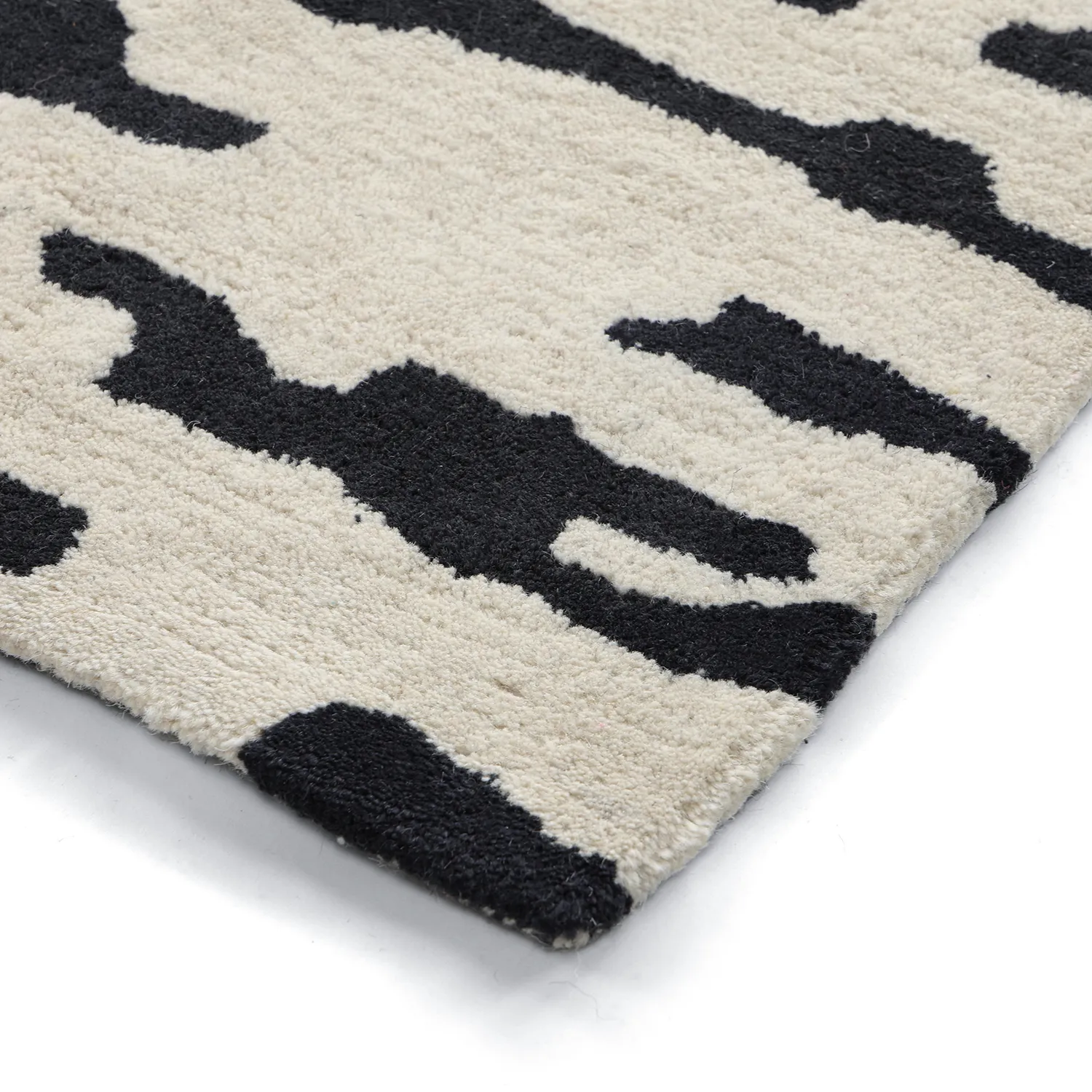 Hoogpolig vloerkleed - Zebra Tufted Wool Premium (wit/zwart)