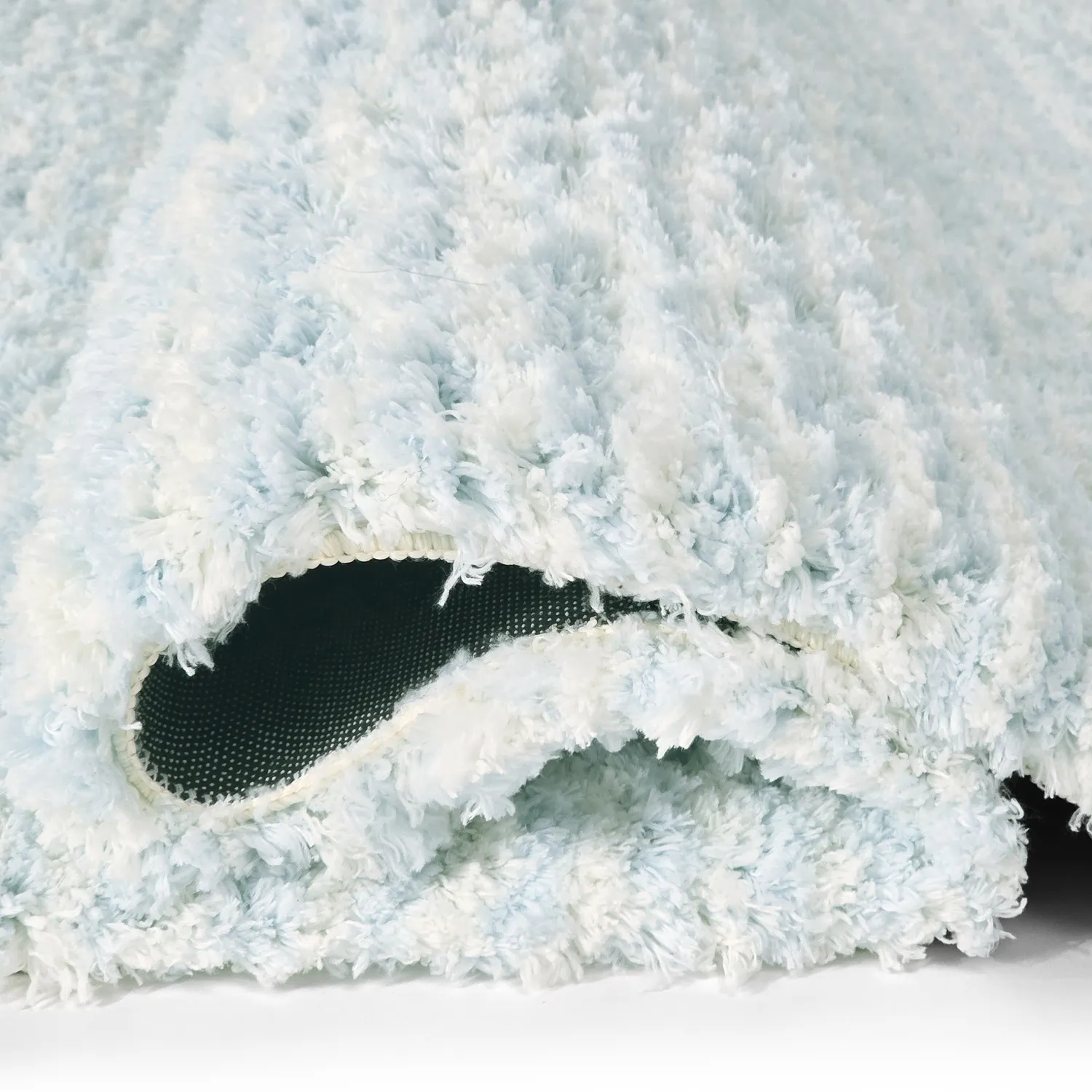 Hoogpolig vloerkleed - Aden (lichtblauw/wit)