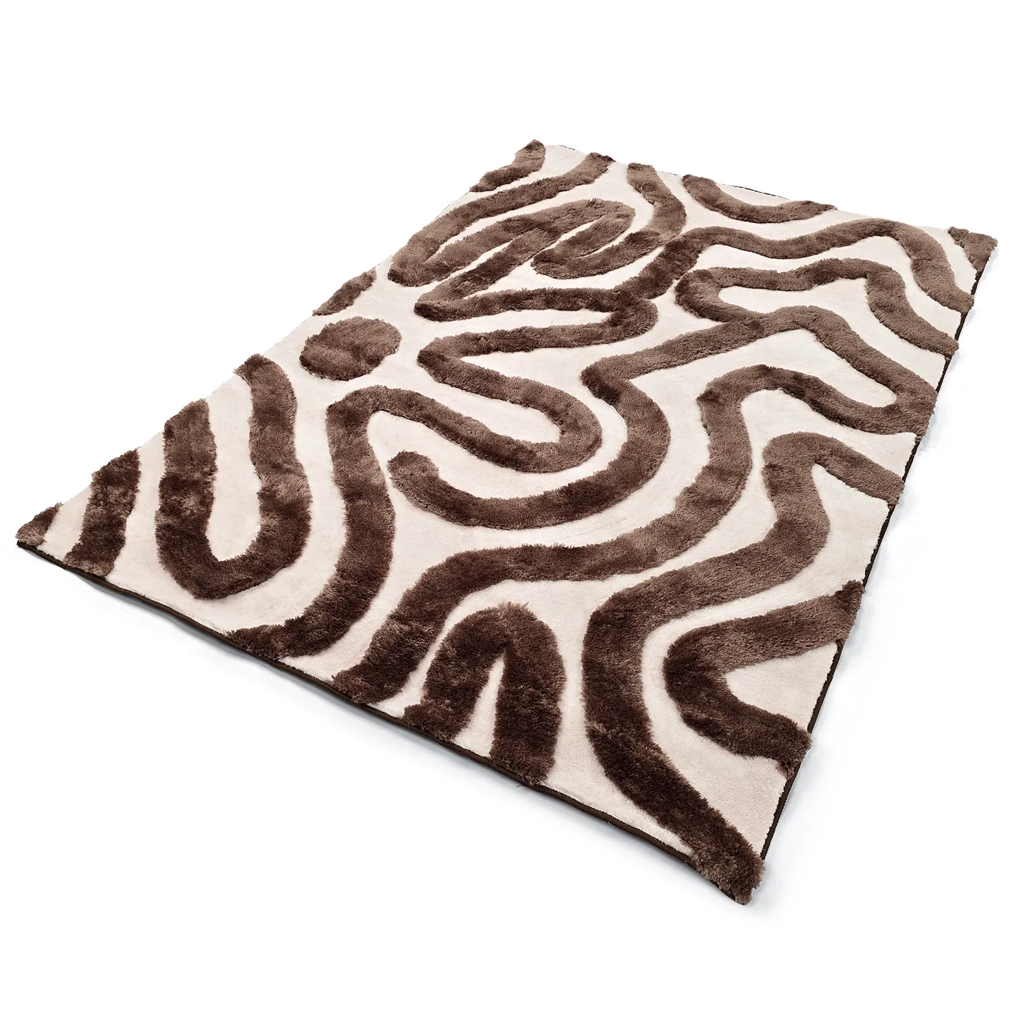 Hoogpolig vloerkleed - Akaba (bruin/lichtroze)