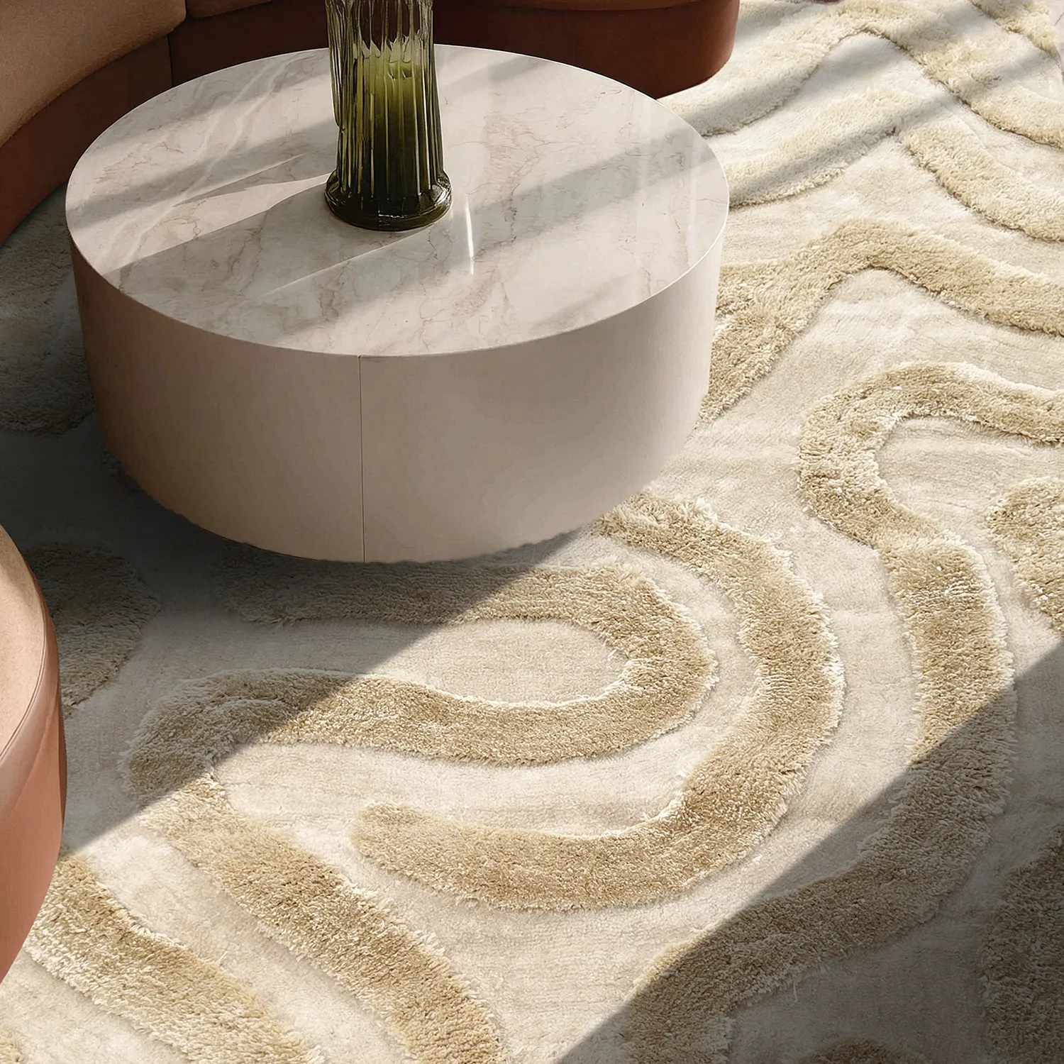 Hoogpolig vloerkleed - Akaba (crème/beige)